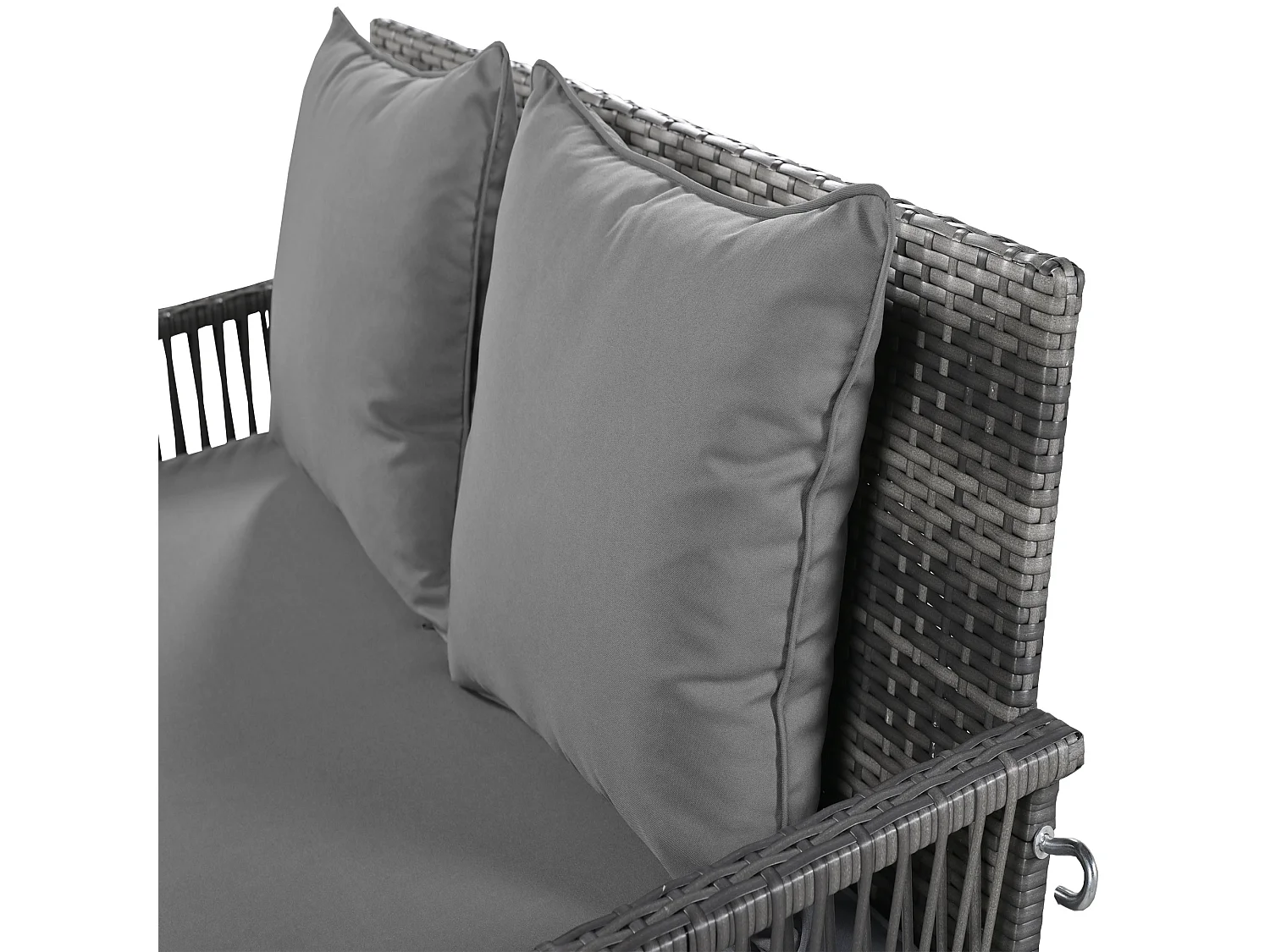 114 cm langer Hängesessel aus PE-Rattan – 2 Plätze – 11 cm gepolstertes Sitzkissen – Grau
