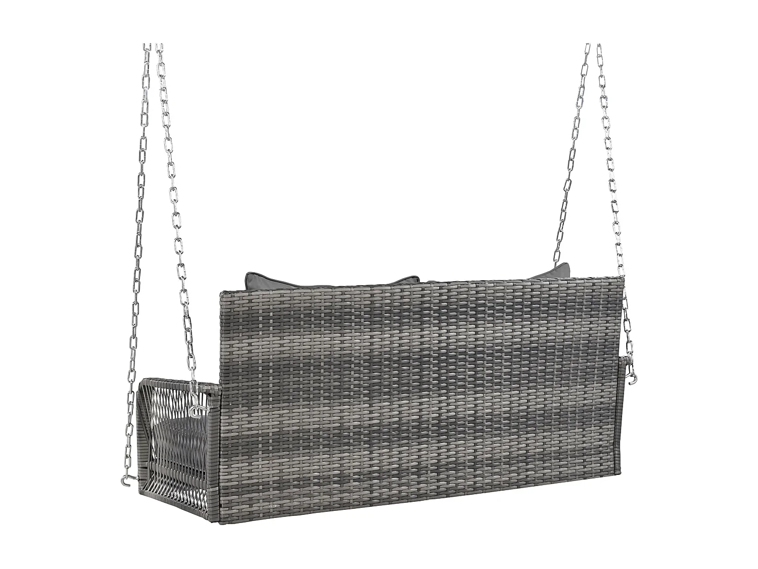 114 cm langer Hängesessel aus PE-Rattan – 2 Plätze – 11 cm gepolstertes Sitzkissen – Grau