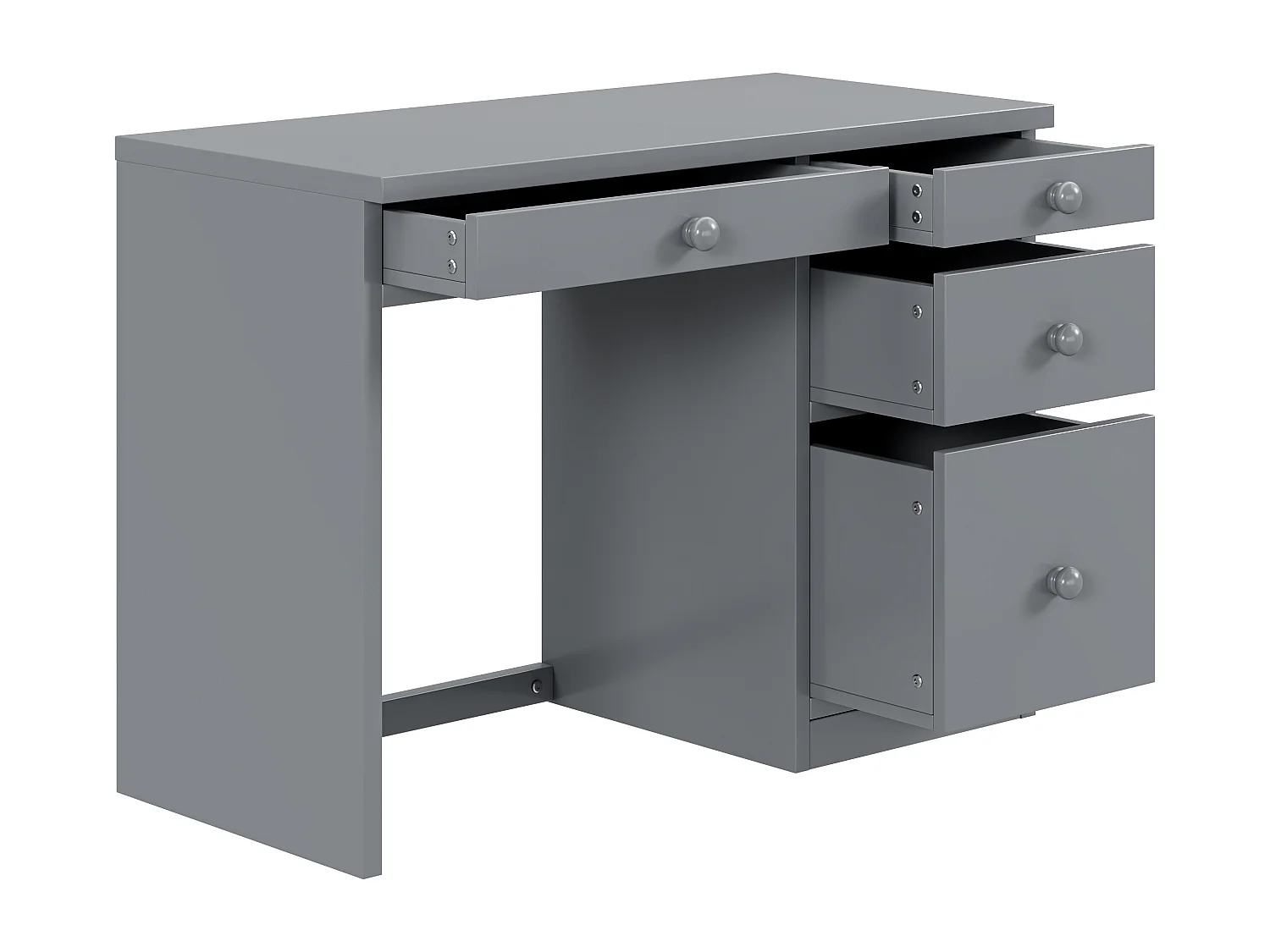 Letto a soppalco 90 x 200 cm con scrivania, ripiani portaoggetti, cassetti e scaletta, legno MDF, grigio