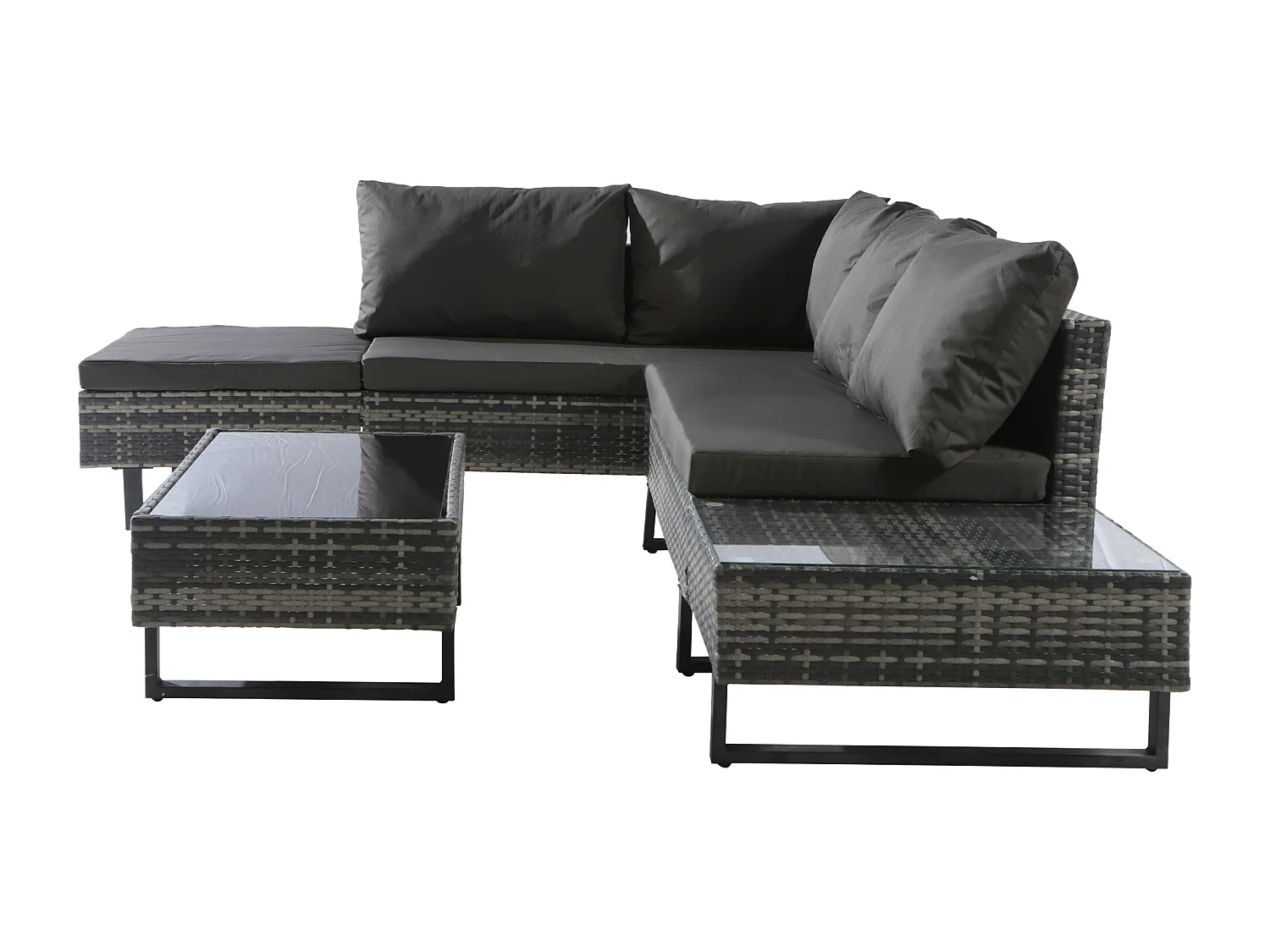 5-zits tuinbankset met opbergbox - Vullingdikte 7 cm - PE rotan - Grijs