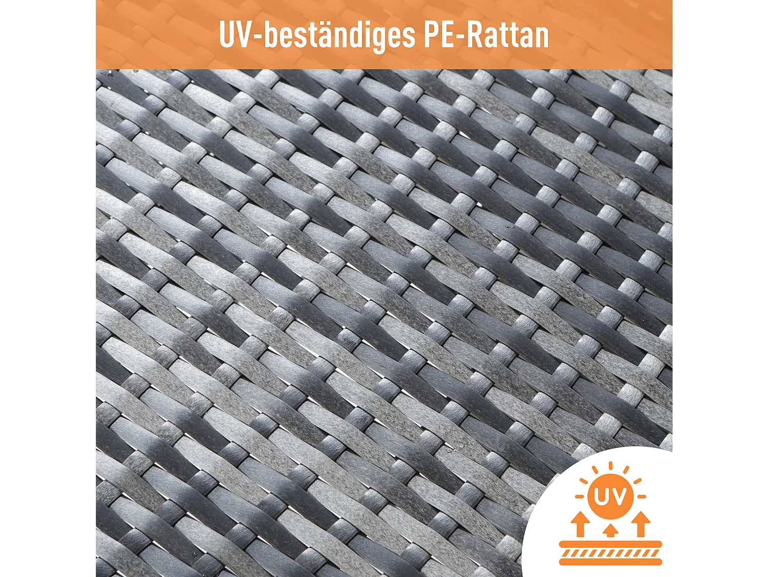 7-Sitzer-Gartenmöbelset aus Polyrattan mit Sofa, Tisch, Hocker und Kissen – UV-beständig – Farbe Grau