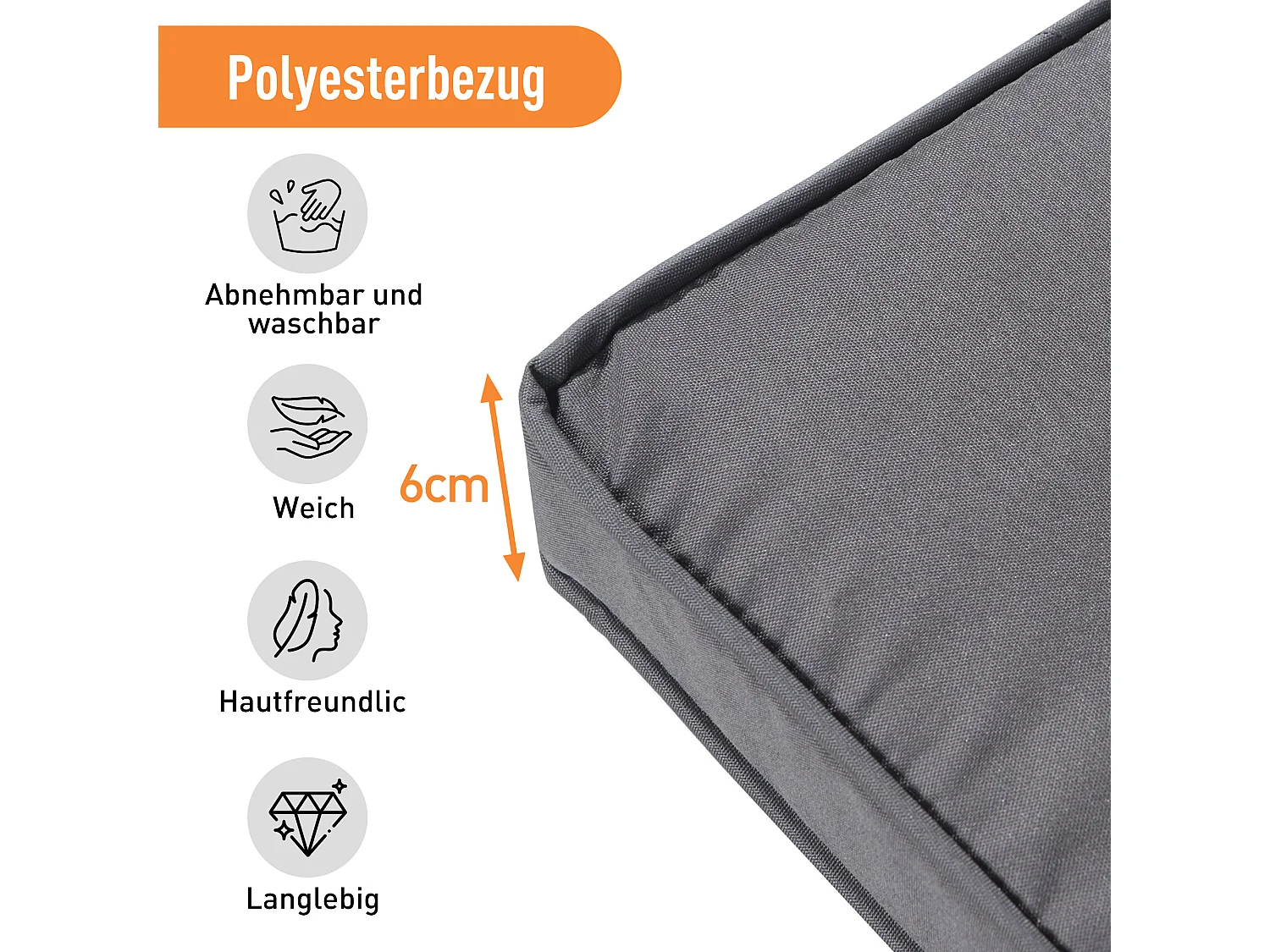 7-Sitzer-Gartenmöbelset aus Polyrattan mit Sofa, Tisch, Hocker und Kissen – UV-beständig – Farbe Grau