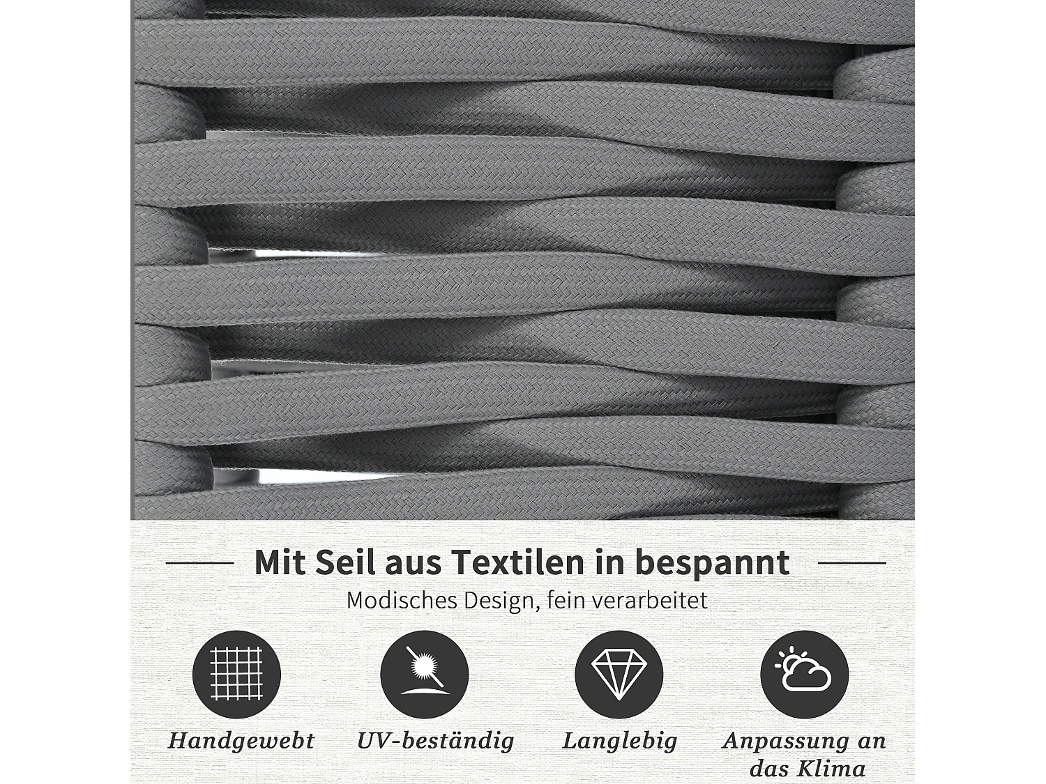 Gartenmöbel-Set aus verzinktem Eisen: 1 Sofa + 2 Sessel + 1 Couchtisch - 9 cm gepolsterte Kissen - Grau