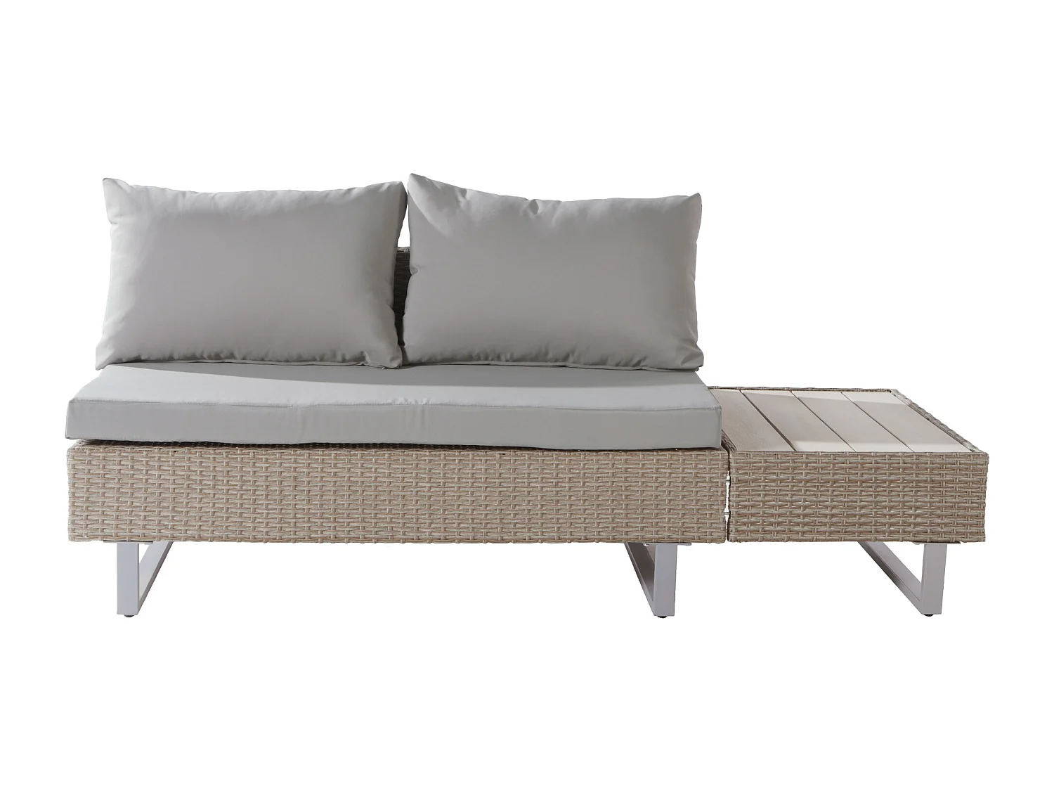 Ensemble Canapé de jardin 5 places avec coffre de rangement - Épaisseur du rembourrage 7 cm - Rotin PE - Beige