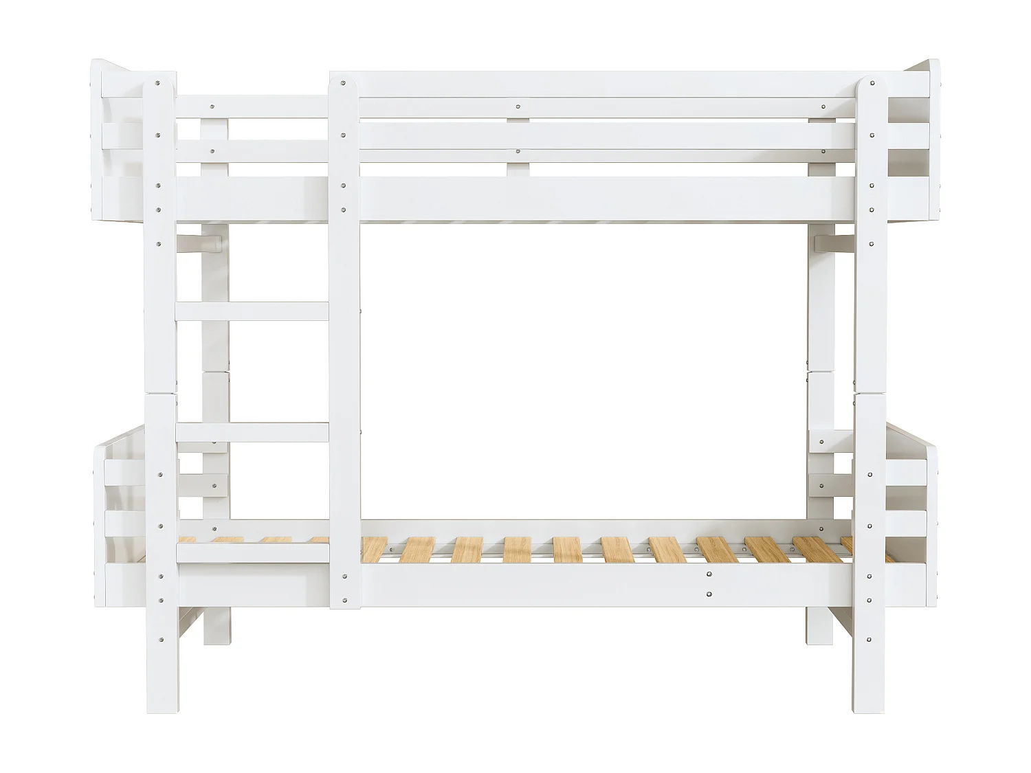 Lits superposés amovible 2 x 90 x 190 cm avec échelle  - bois massif - blanc