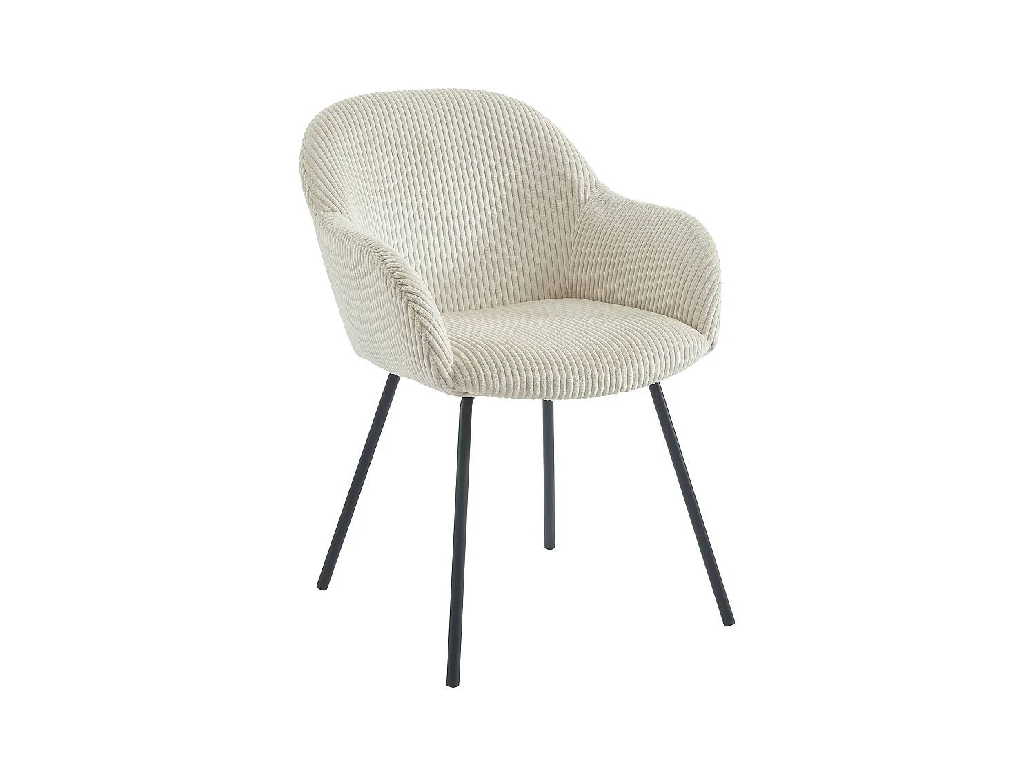 Set van 2 stoelen met armleuningen van ribfluweel en zwart metaal - Beige - MARENZIA