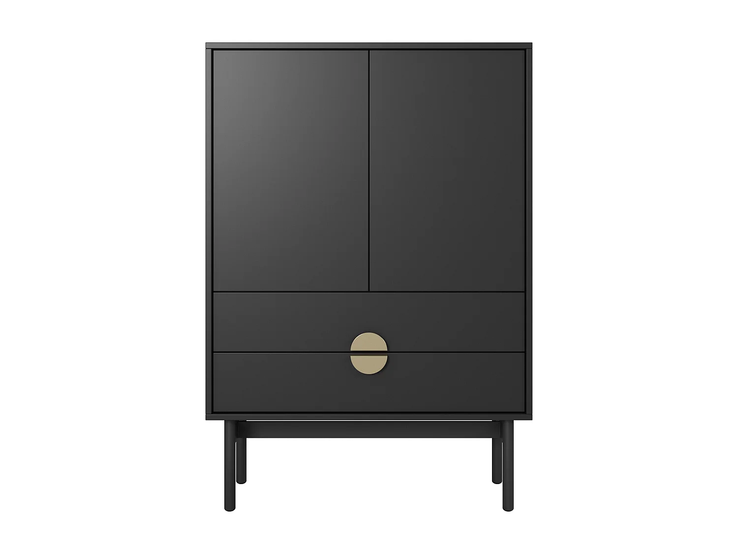 Buffet haut - 85 cm - avec deux tiroirs - noir - STOON