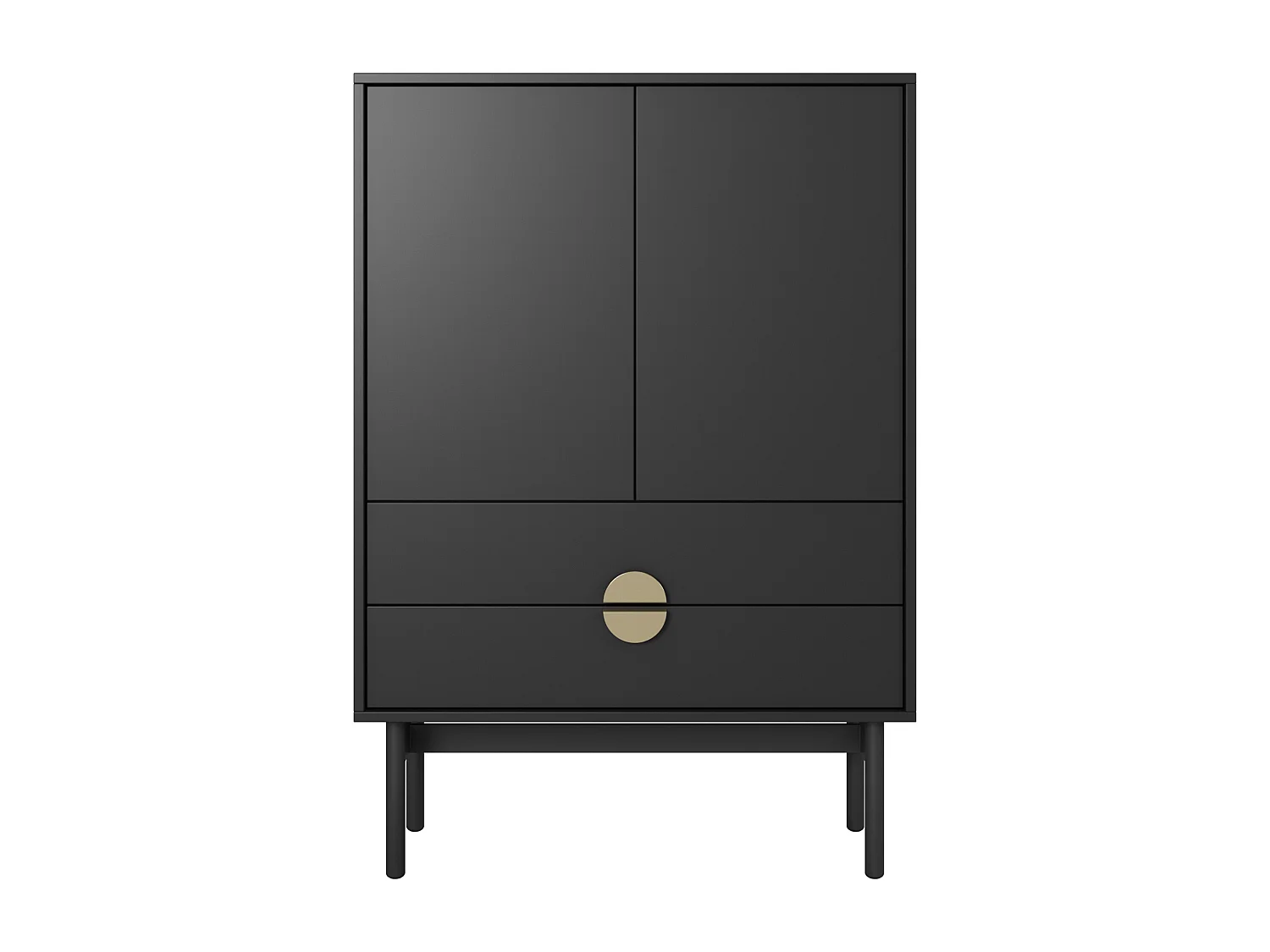 Buffet haut - 85 cm - avec deux tiroirs - noir - STOON