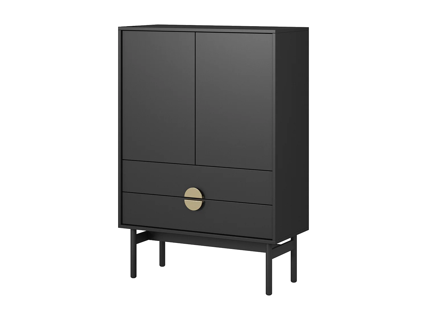 Buffet haut - 85 cm - avec deux tiroirs - noir - STOON