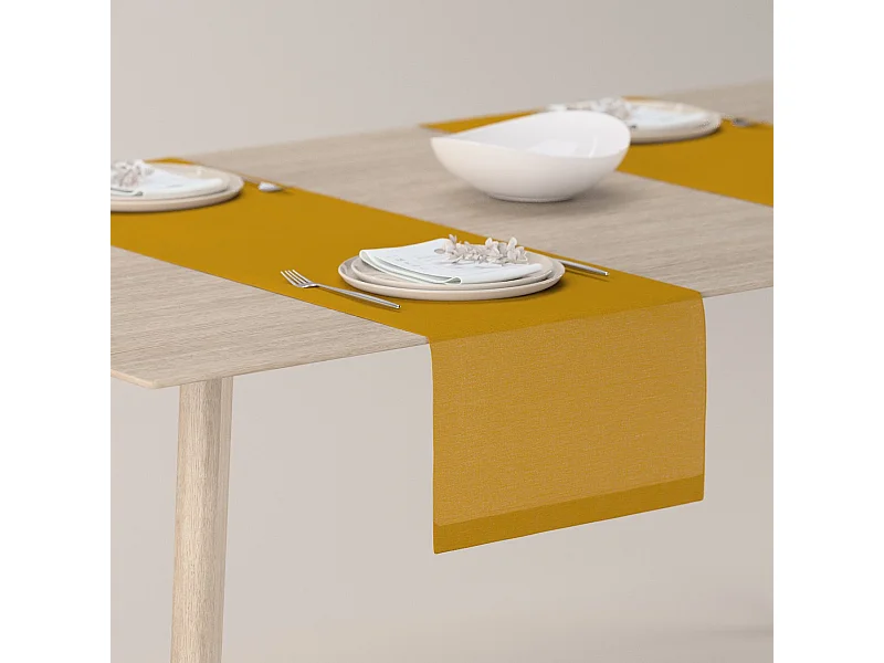 TISCHLÄUFER Leinen, gelb, 40x130 cm