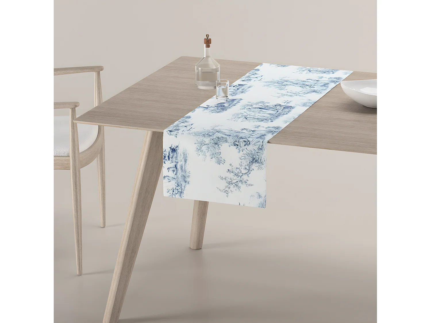 TISCHLÄUFER Avinon, weiß und blau, 40x130 cm