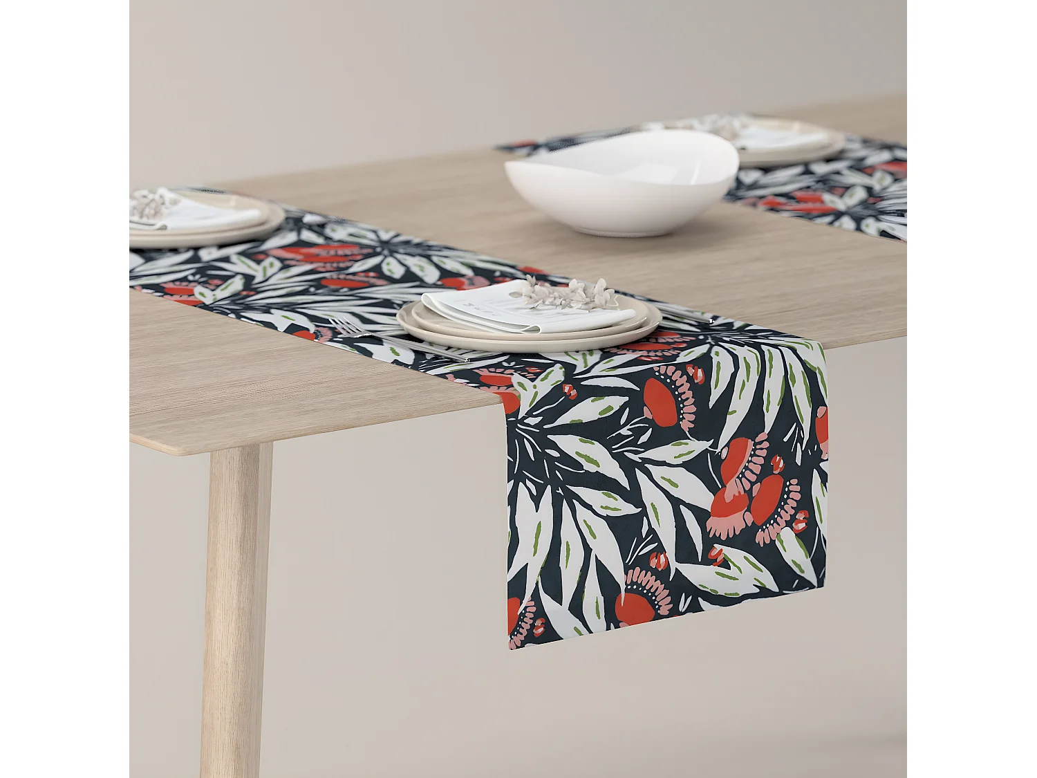 TISCHLÄUFER Eden, blau und weiß, 40x130 cm