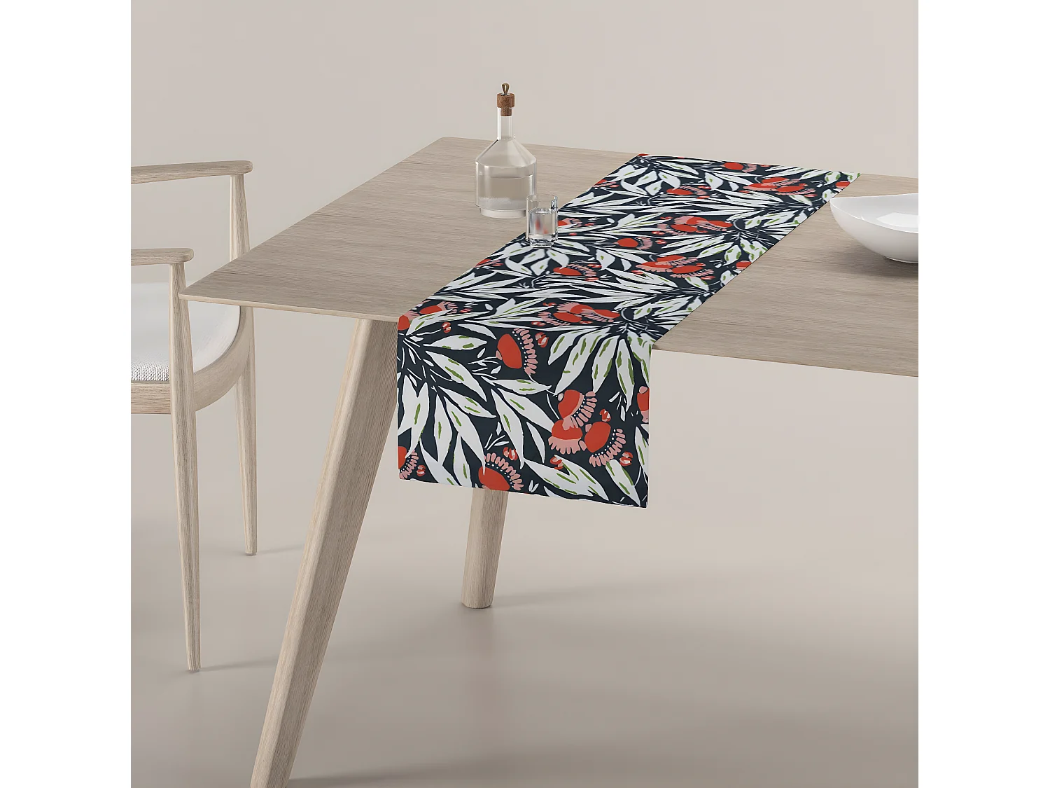 TISCHLÄUFER Eden, blau und weiß, 40x130 cm