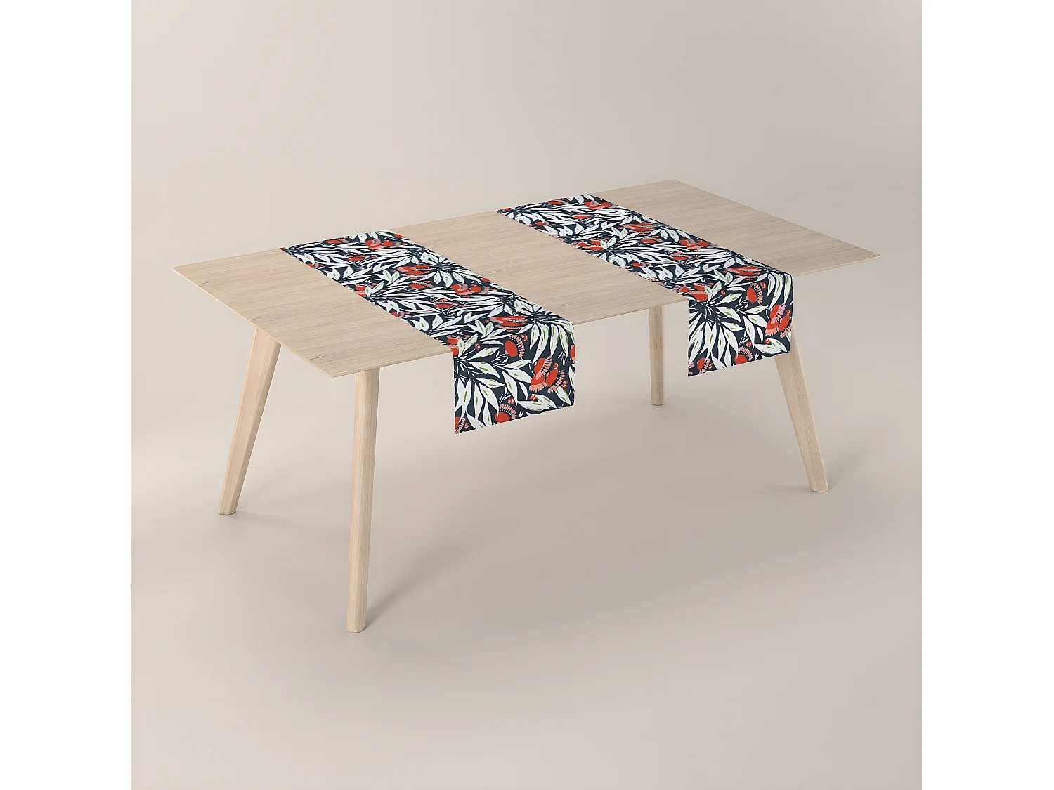 TISCHLÄUFER Eden, blau und weiß, 40x130 cm