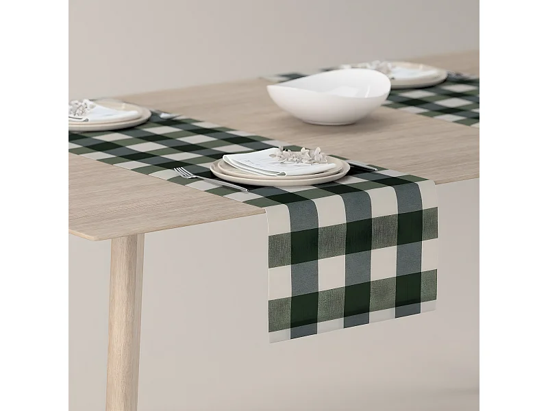 TISCHLÄUFER Quadro, weiß und grün, 40x130 cm