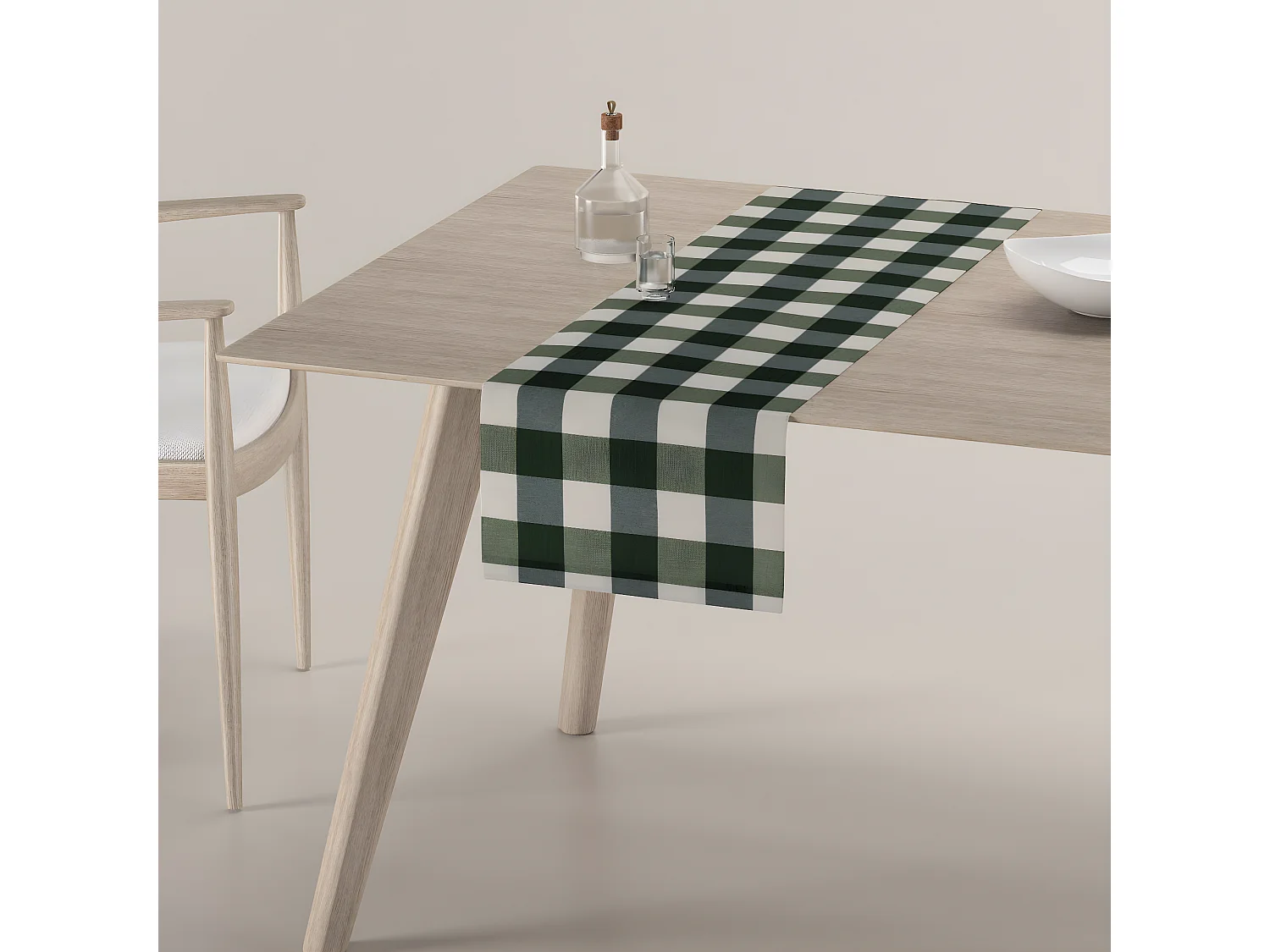 TISCHLÄUFER Quadro, weiß und grün, 40x130 cm