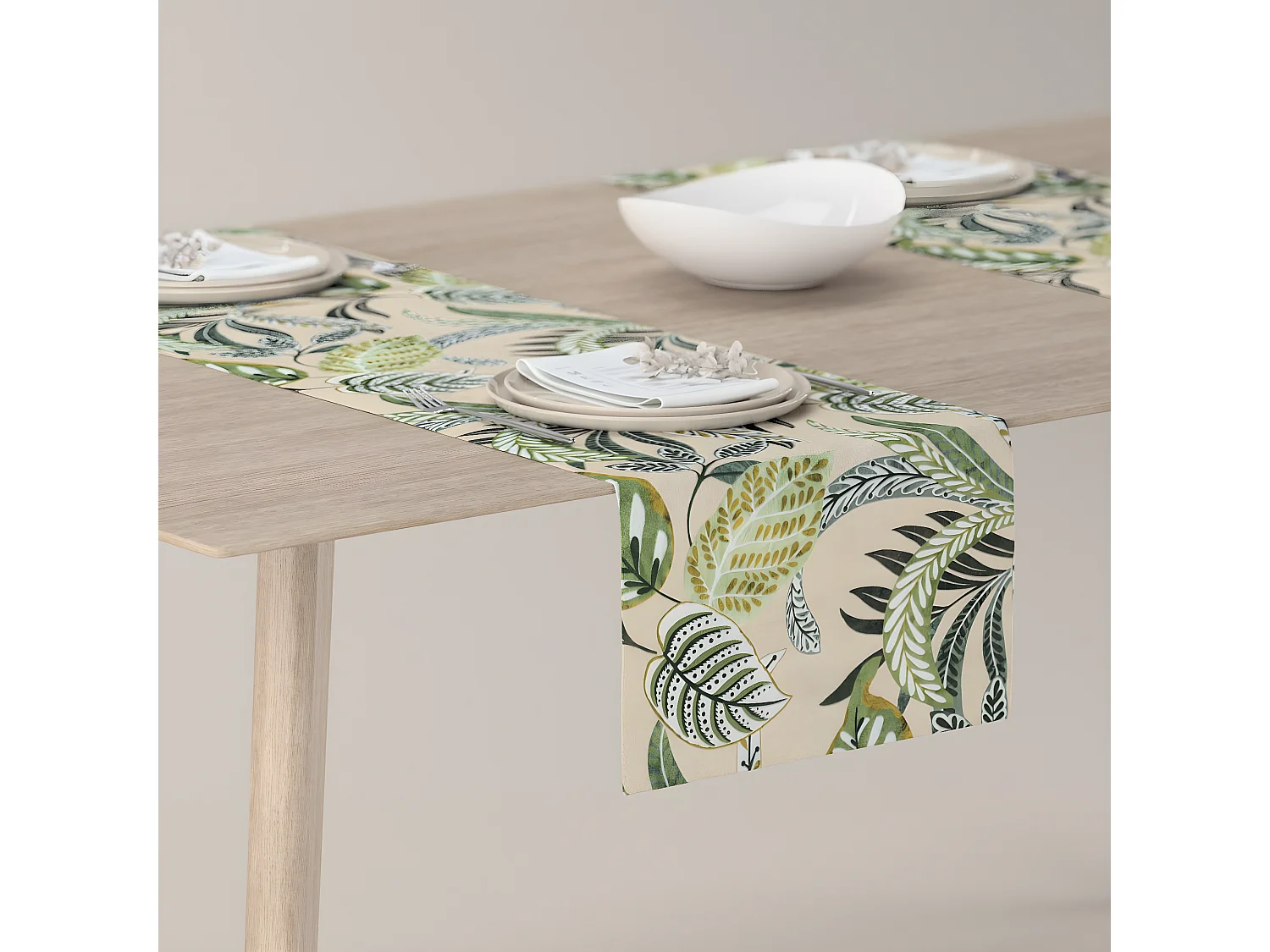 TISCHLÄUFER Tropical Island, grün und beige, 40x130 cm