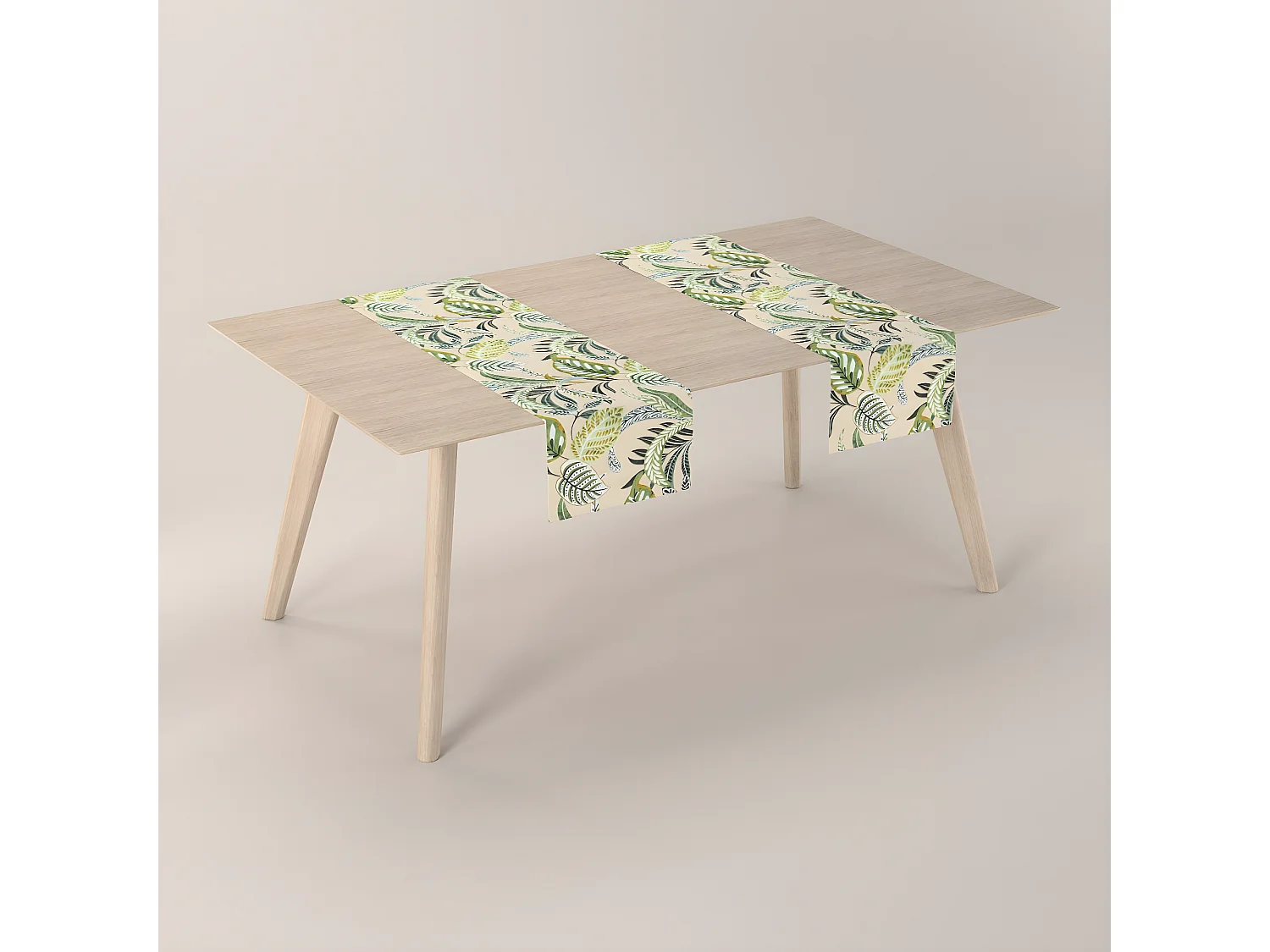 TISCHLÄUFER Tropical Island, grün und beige, 40x130 cm