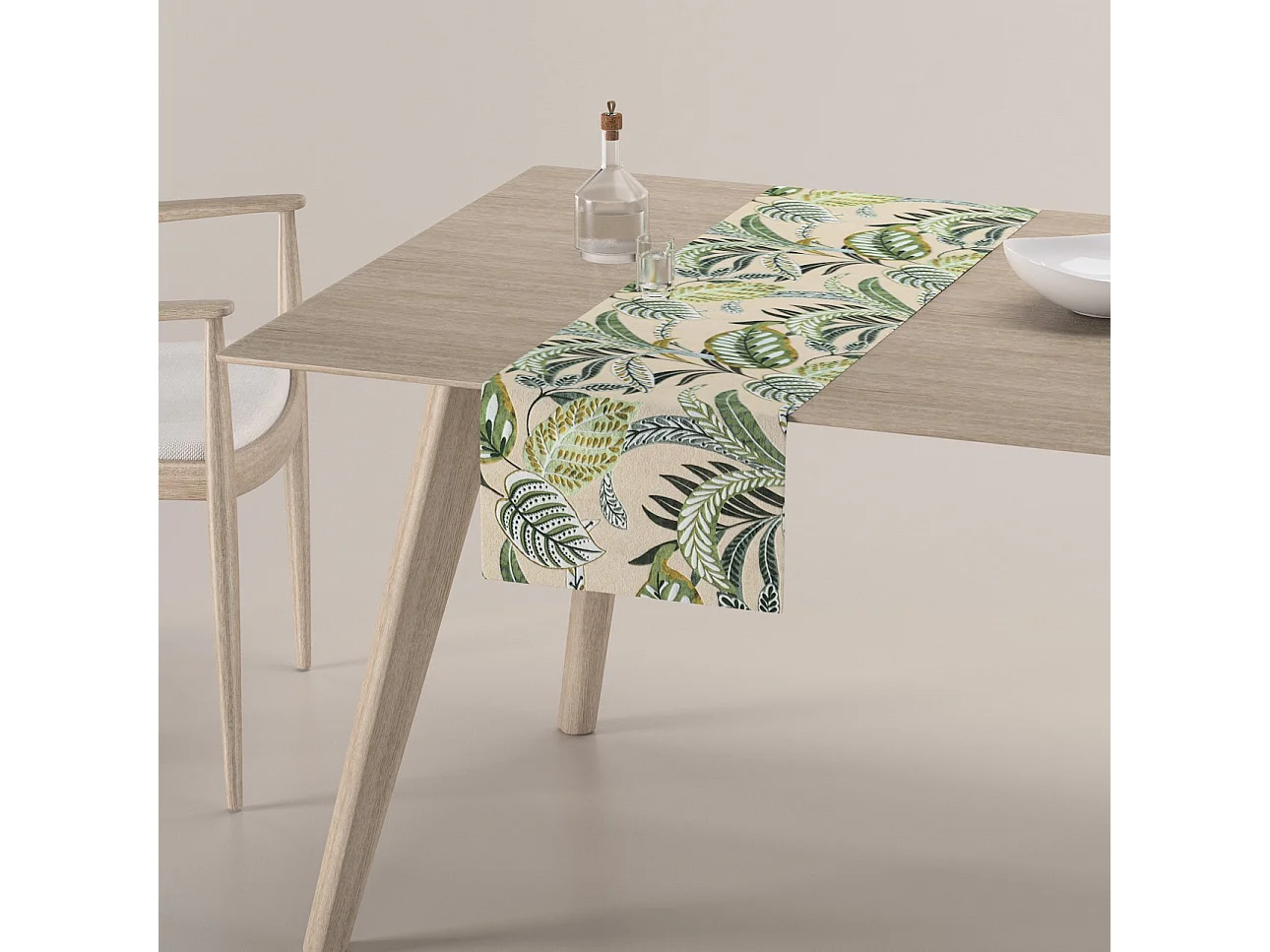 TISCHLÄUFER Tropical Island, grün und beige, 40x130 cm
