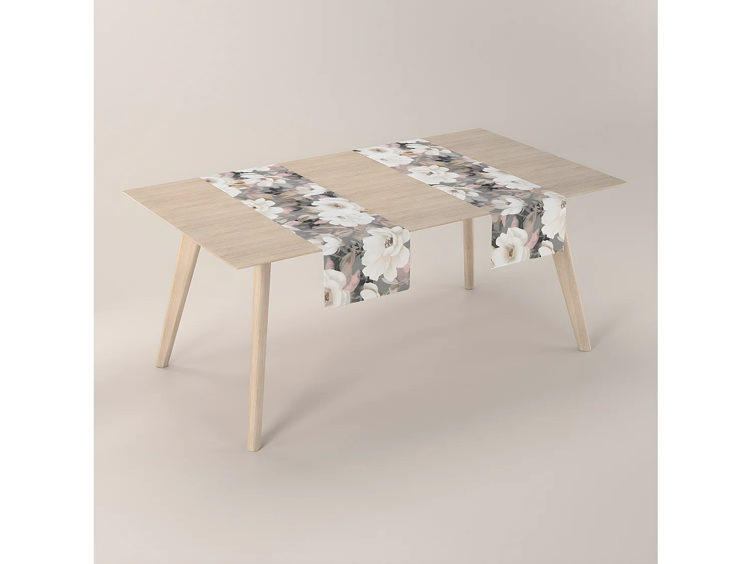 TISCHLÄUFER Gardenia, grau und rosa, 40x130 cm