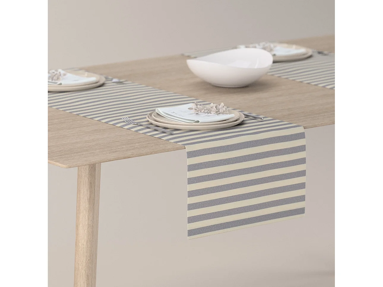 TISCHLÄUFER Quadro, dunkelblau und ecru, 40x130 cm