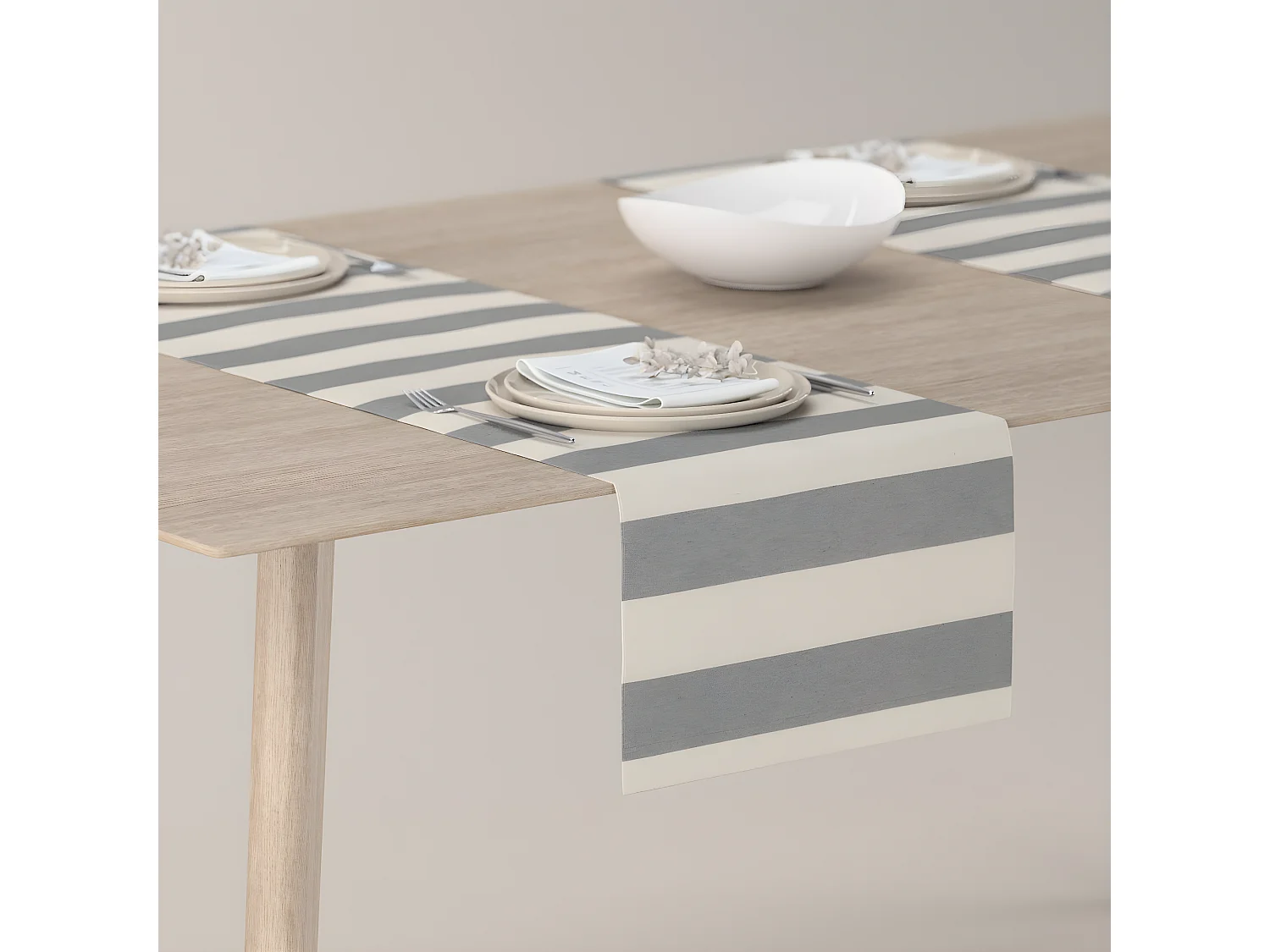 TISCHLÄUFER Quadro, weiß und grau, 40x130 cm