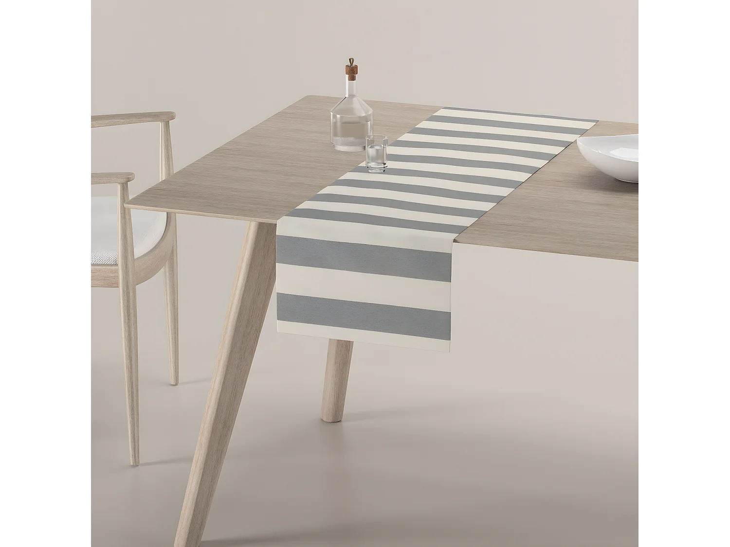 TISCHLÄUFER Quadro, weiß und grau, 40x130 cm