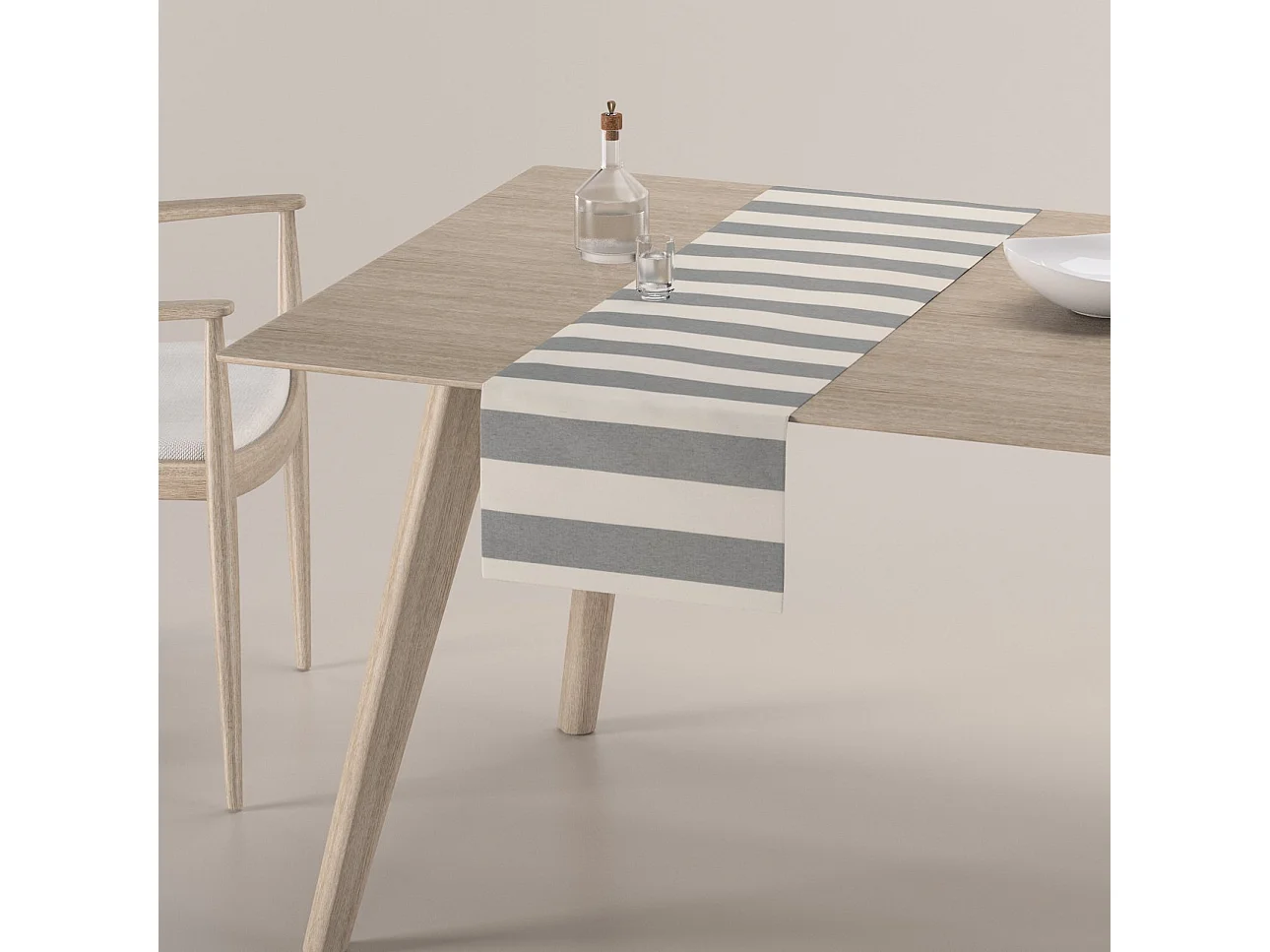 TISCHLÄUFER Quadro, weiß und grau, 40x130 cm