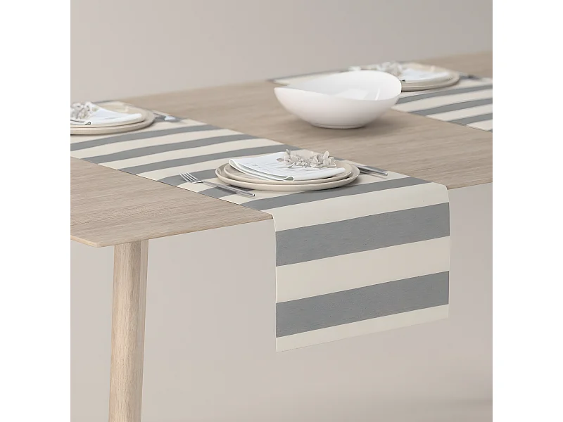 TISCHLÄUFER Quadro, weiß und grau, 40x130 cm