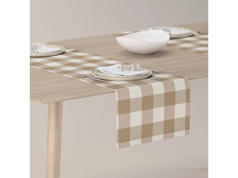 TISCHLÄUFER Quadro, weiß und grau, 40x130 cm