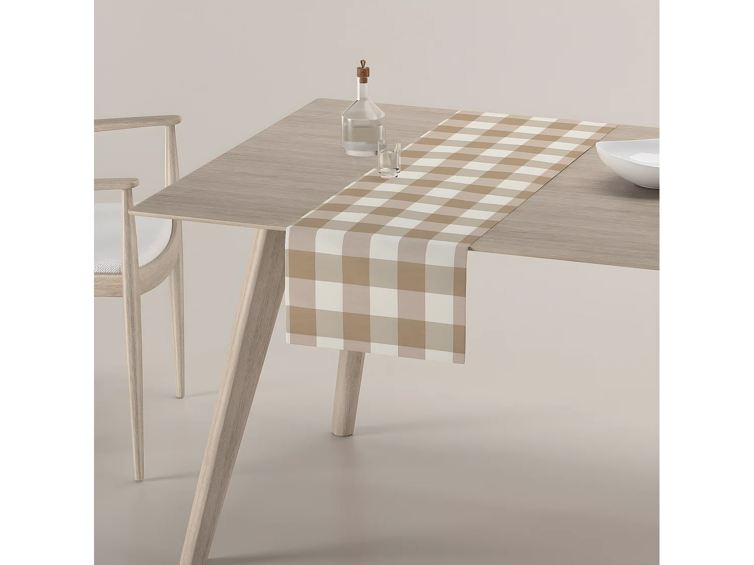 TISCHLÄUFER Quadro, weiß und grau, 40x130 cm