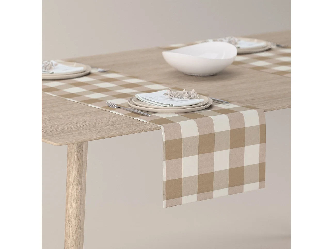 TISCHLÄUFER Quadro, weiß und grau, 40x130 cm