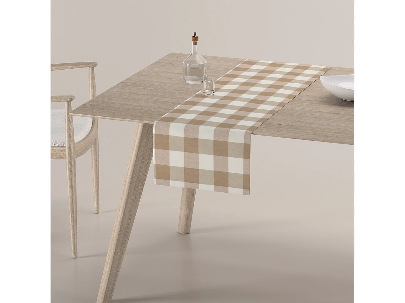 TISCHLÄUFER Quadro, weiß und grau, 40x130 cm