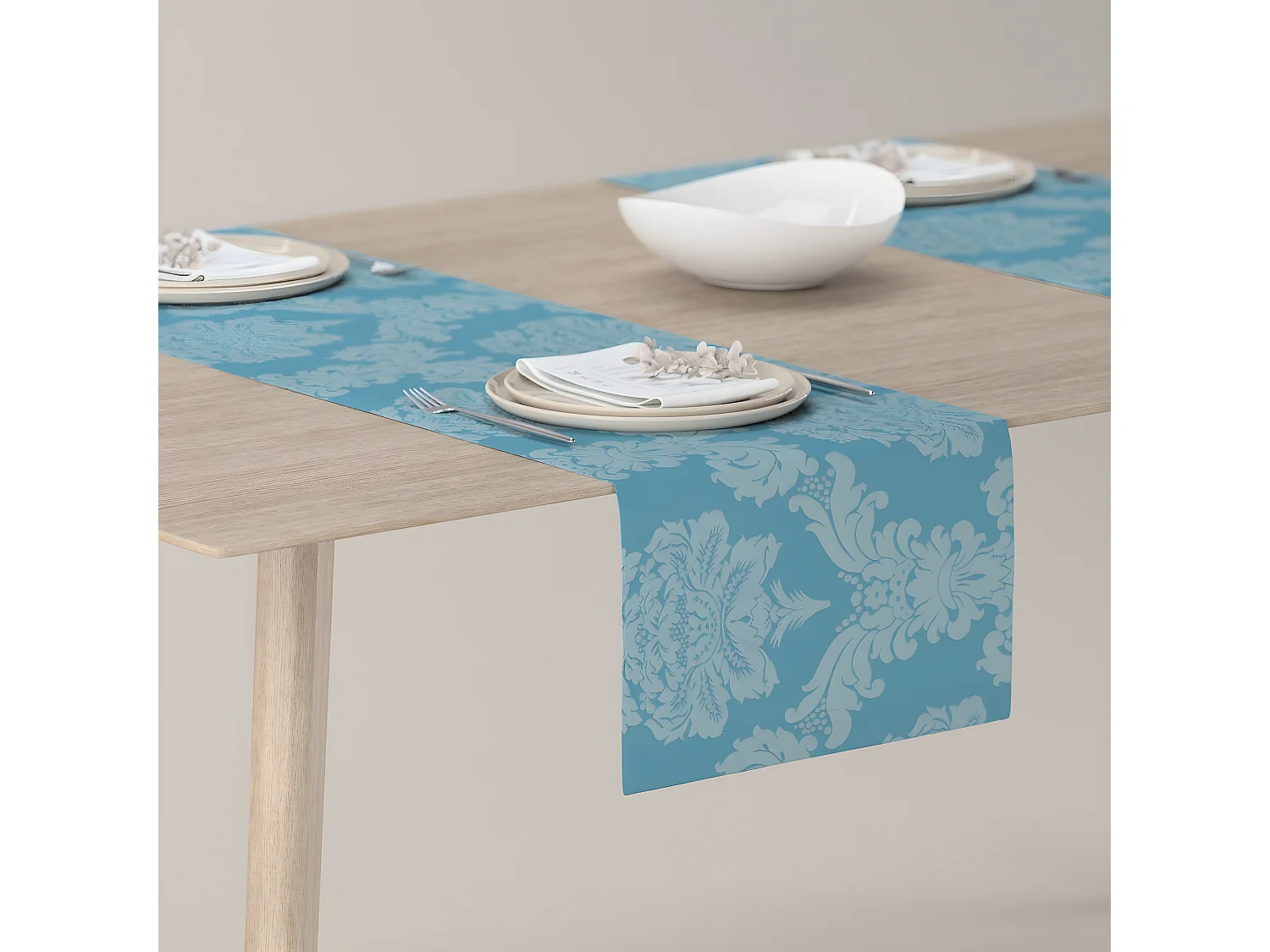 TISCHLÄUFER Damasco, blau, 40x130 cm