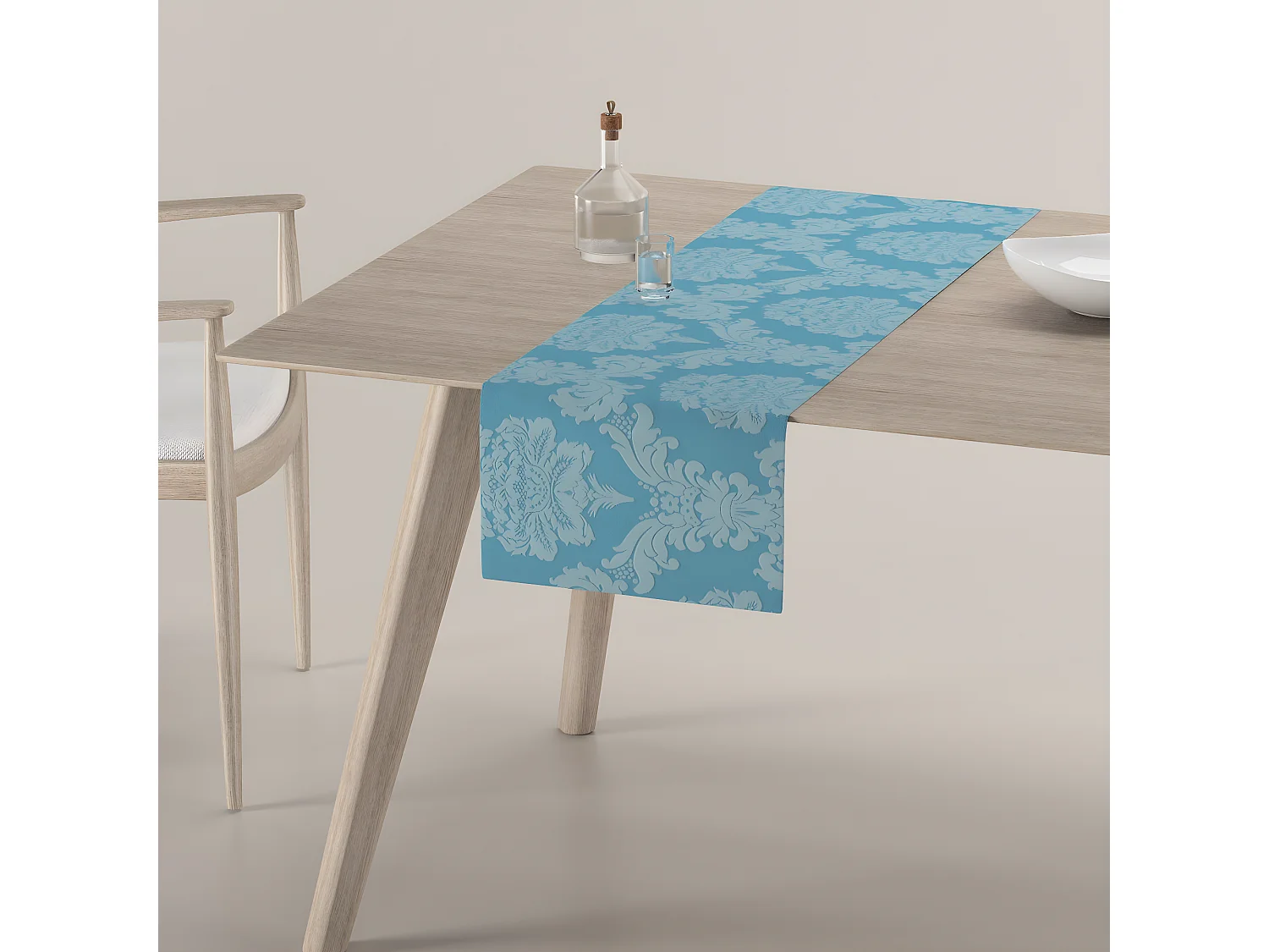 TISCHLÄUFER Damasco, blau, 40x130 cm