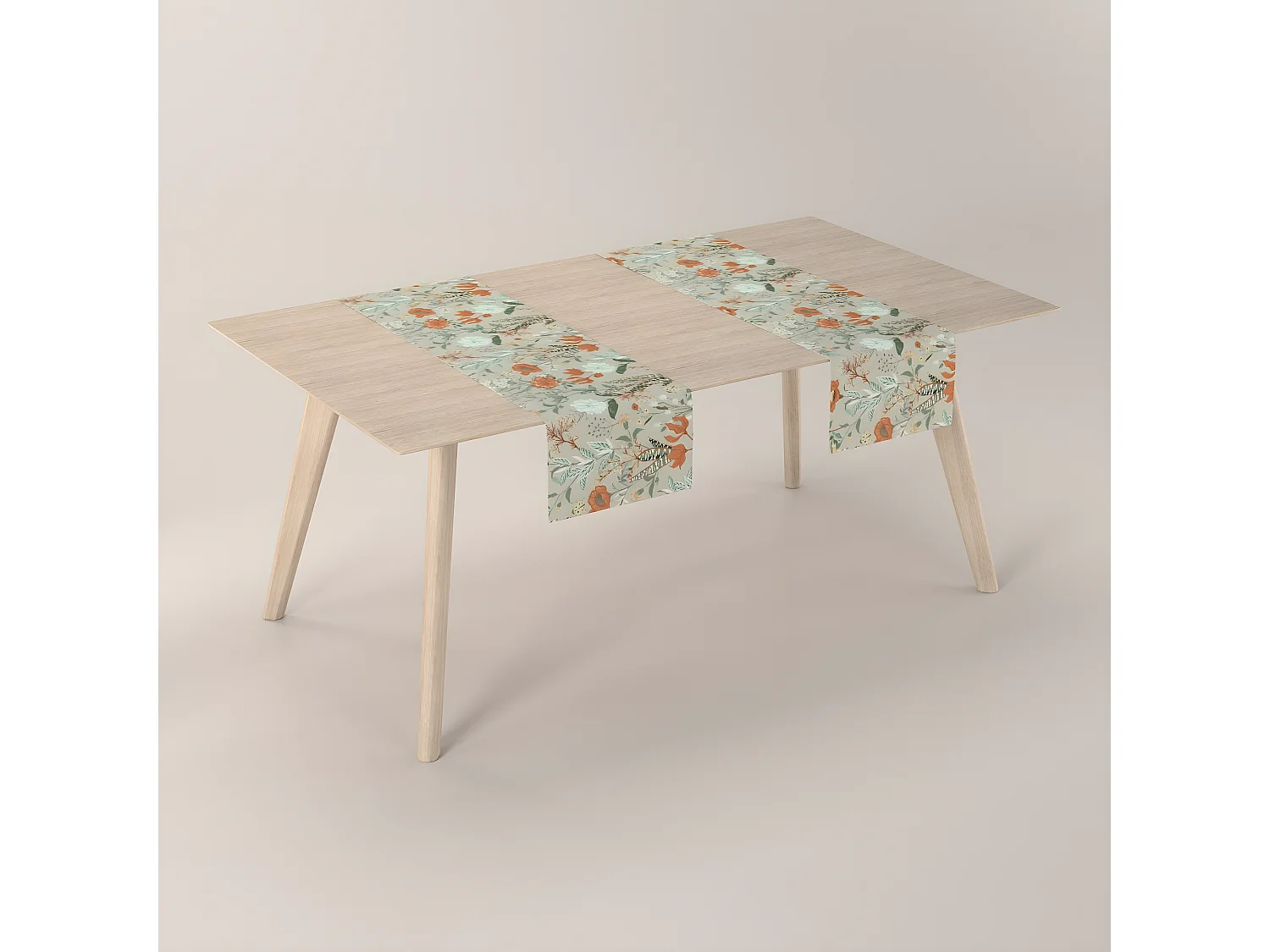 TISCHLÄUFER Flowers, grau und rosa, 40x130 cm