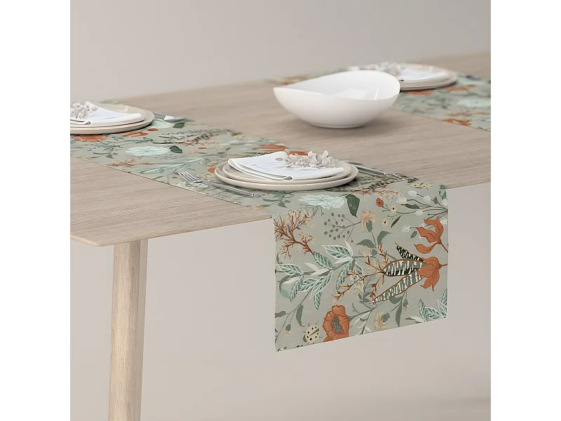 TISCHLÄUFER Flowers, grau und rosa, 40x130 cm