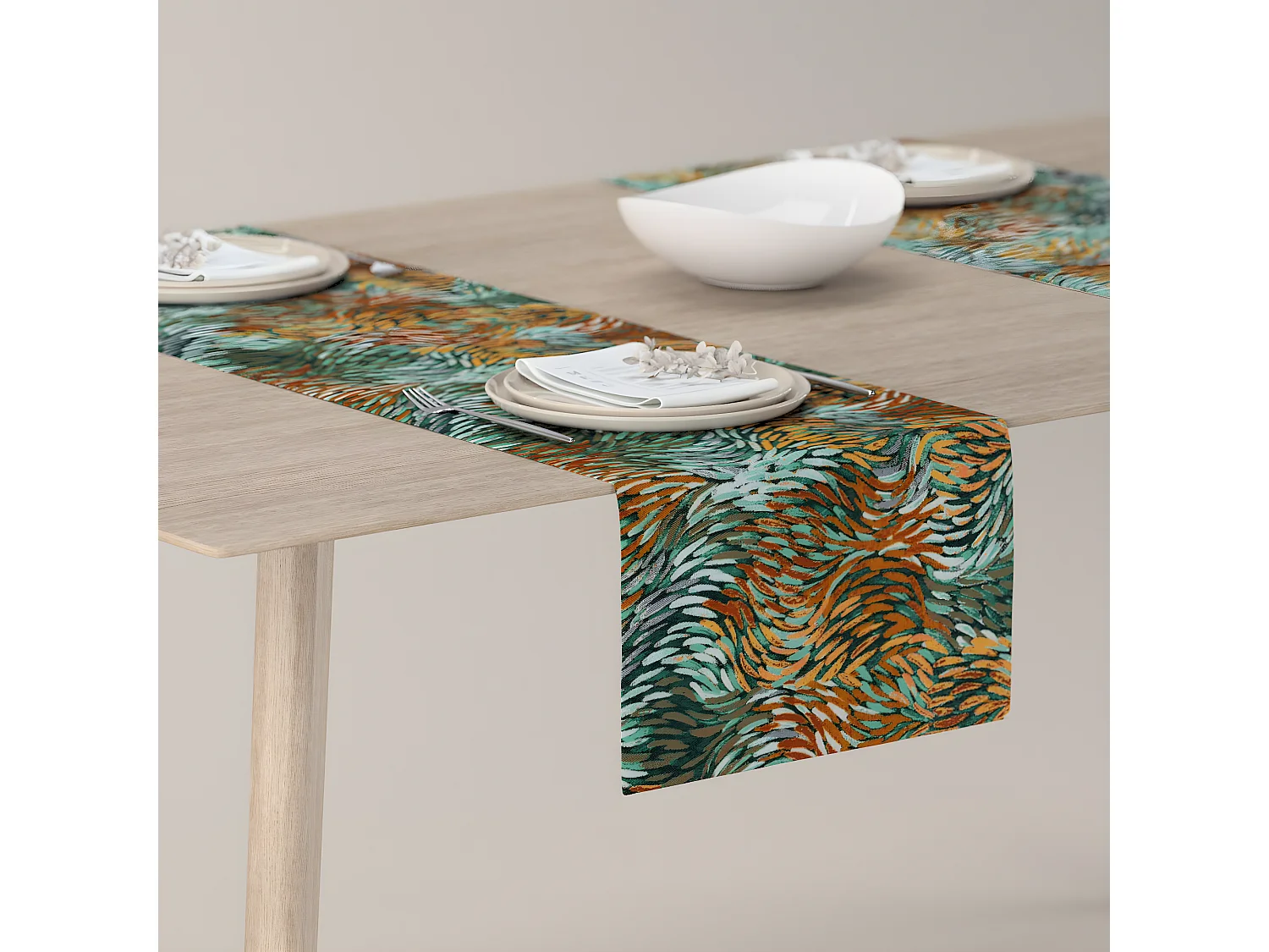 TISCHLÄUFER Intenso Premium, grün und orange, 40x130 cm