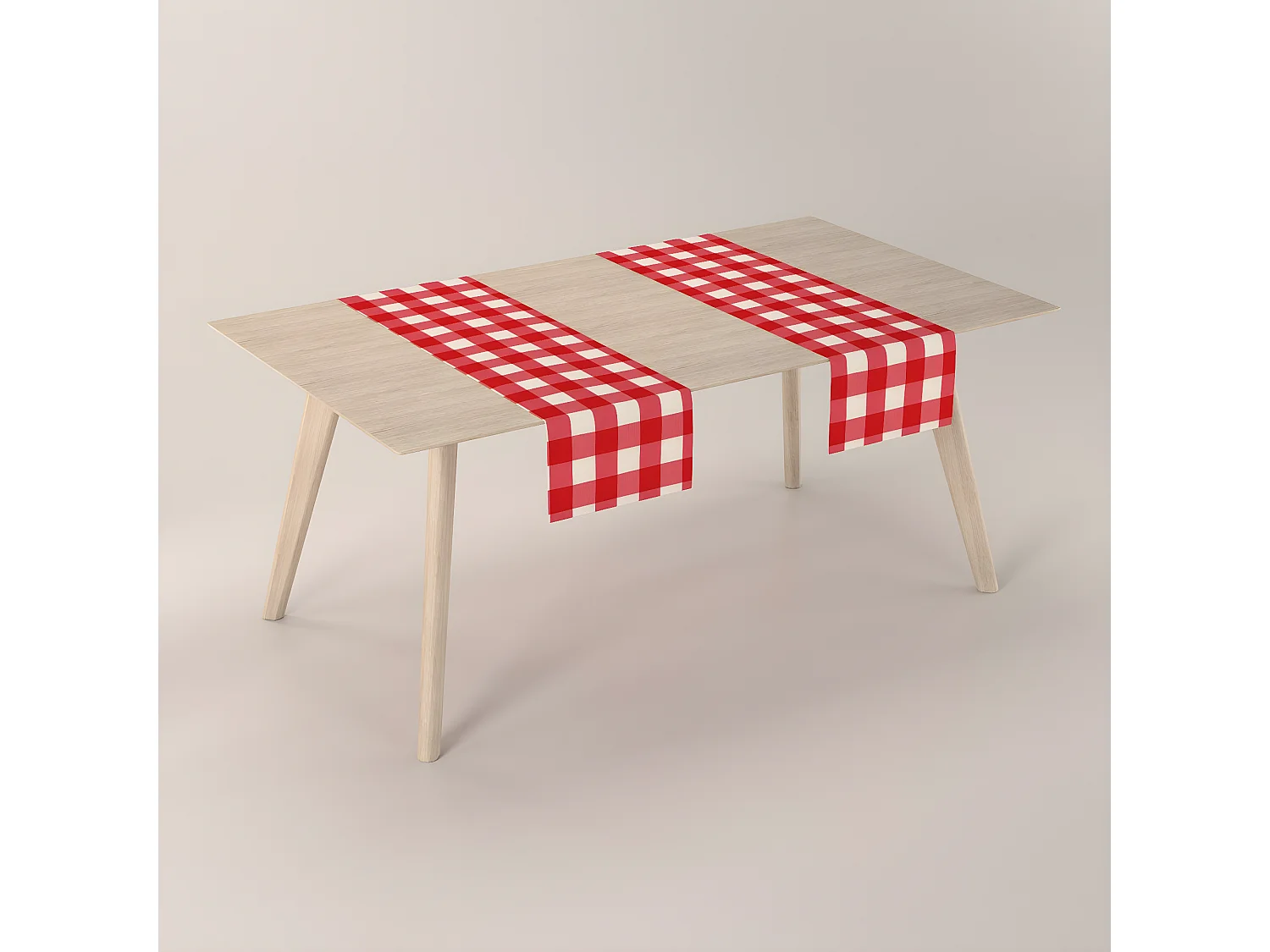 TISCHLÄUFER Quadro, weiß und rot, 40x130 cm