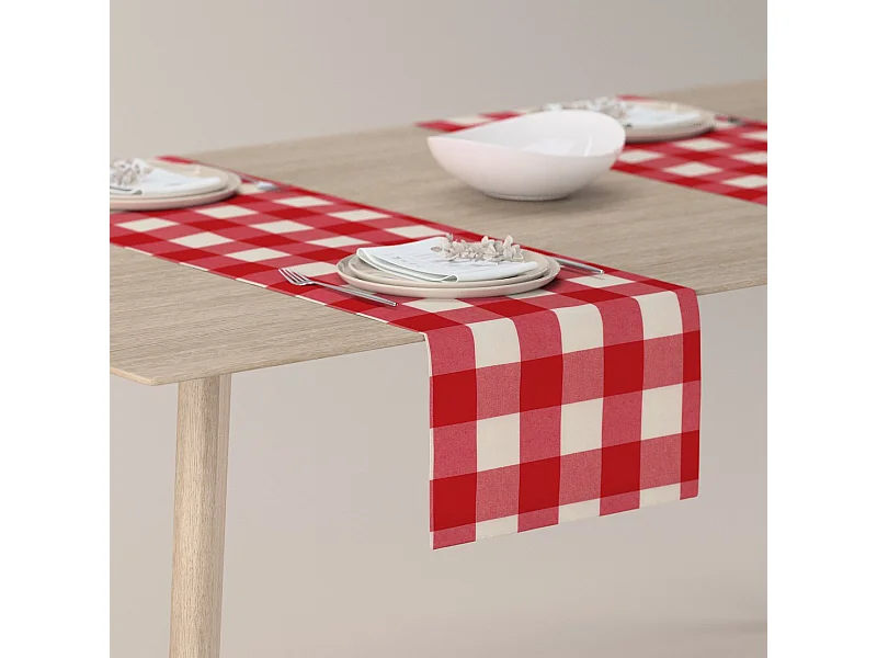 TISCHLÄUFER Quadro, weiß und rot, 40x130 cm