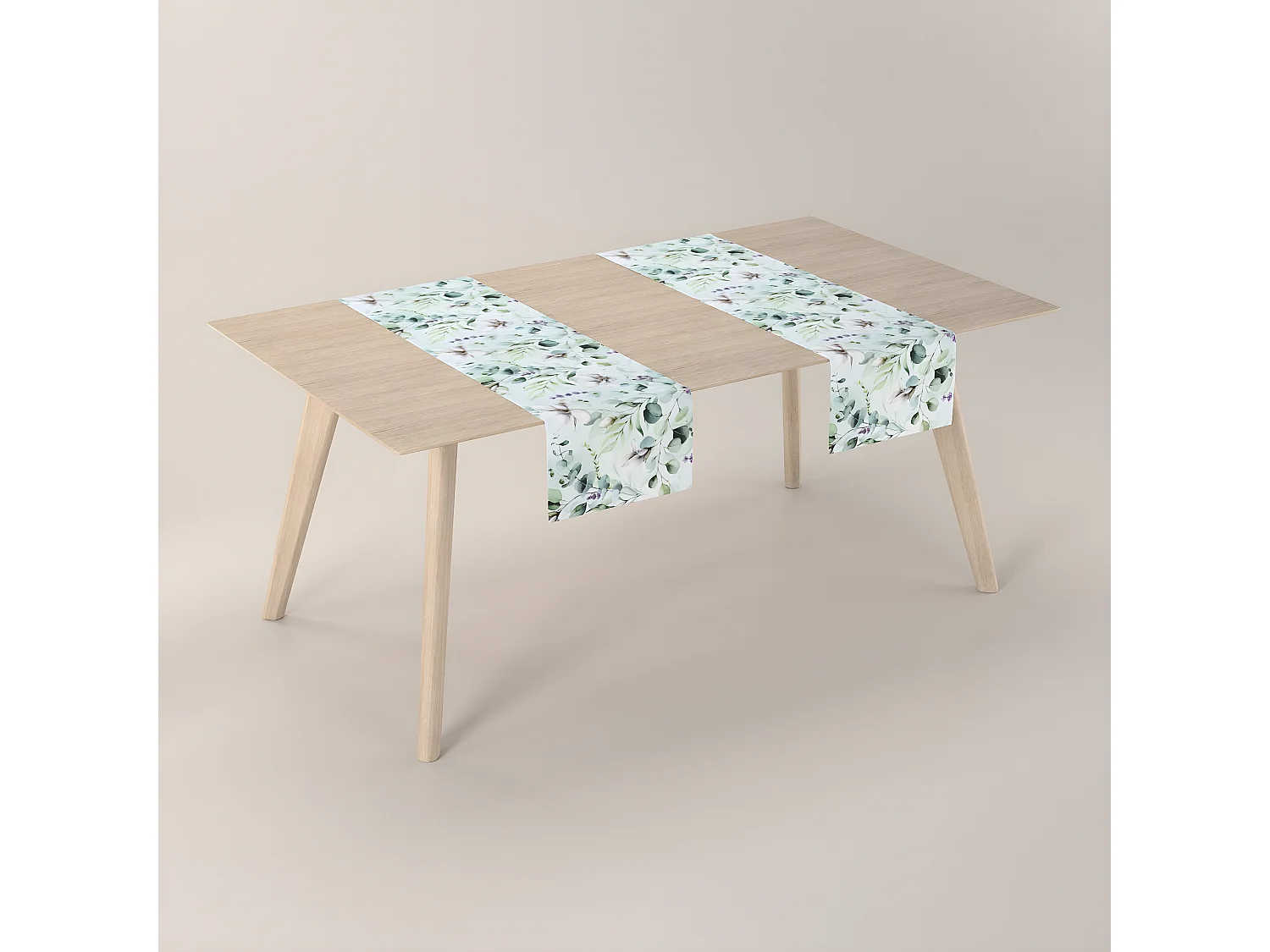 TISCHLÄUFER Flowers, weiß und grün, 40x130 cm