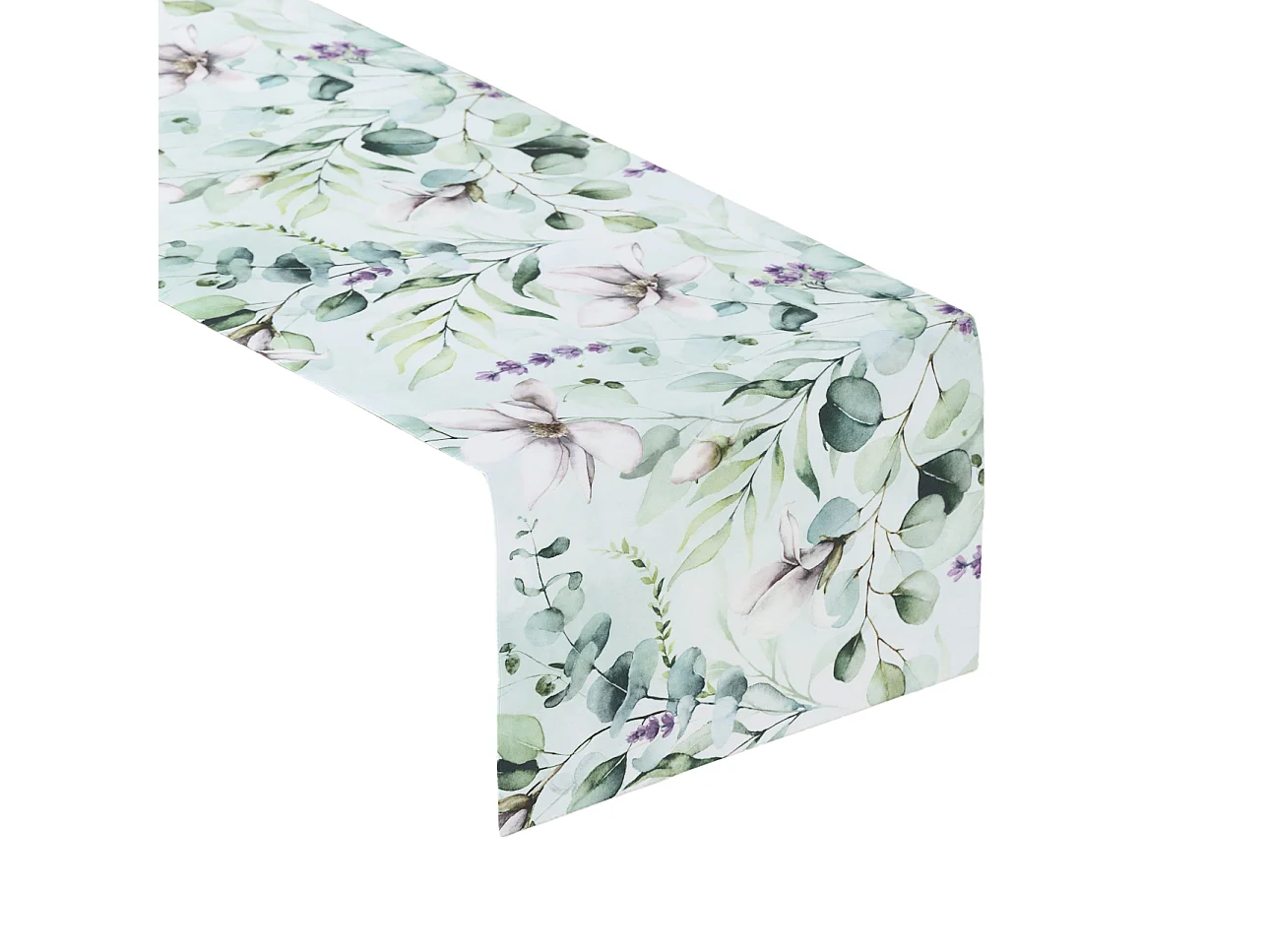 TISCHLÄUFER Flowers, weiß und grün, 40x130 cm