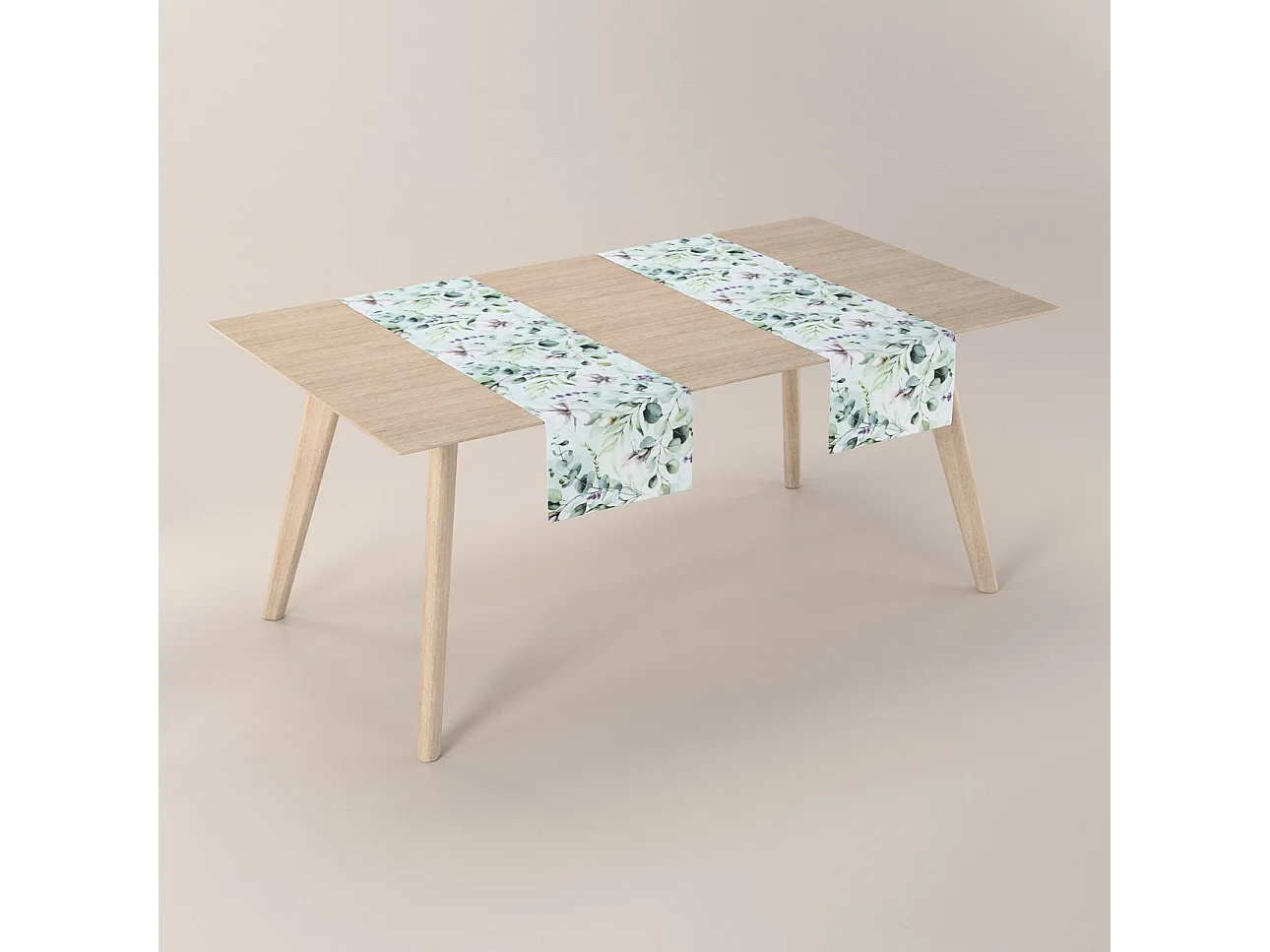 TISCHLÄUFER Flowers, weiß und grün, 40x130 cm