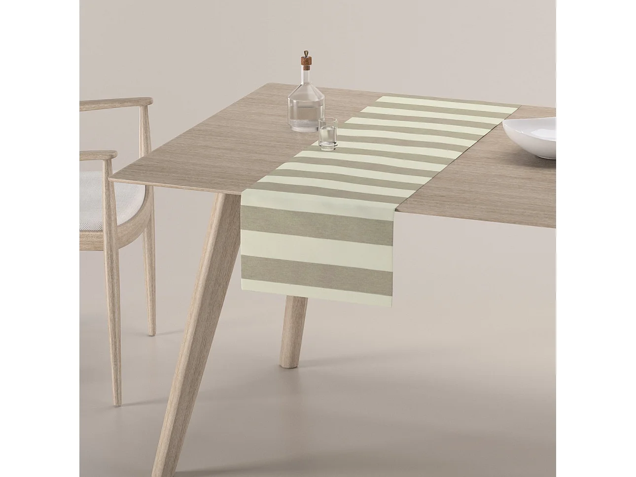 TISCHLÄUFER Quadro, weiß und beige, 40x130 cm