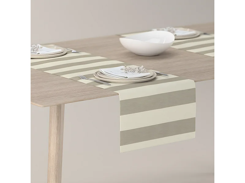 TISCHLÄUFER Quadro, weiß und beige, 40x130 cm