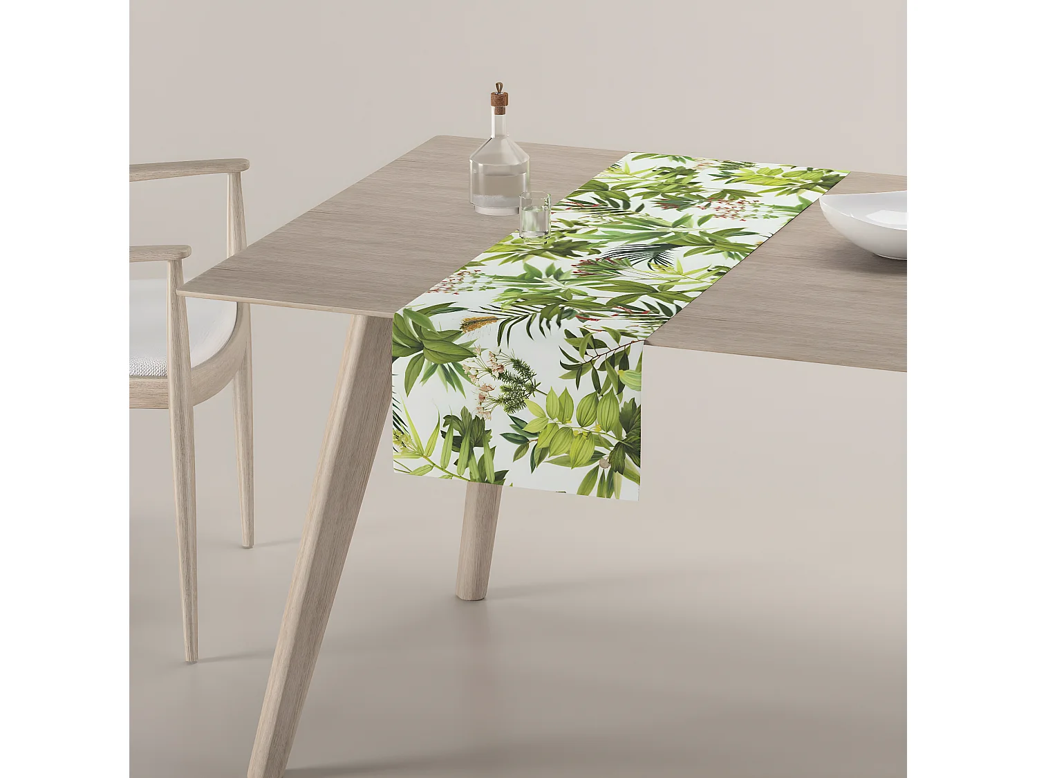 TISCHLÄUFER Tropical Island, grün und weiß, 40x130 cm