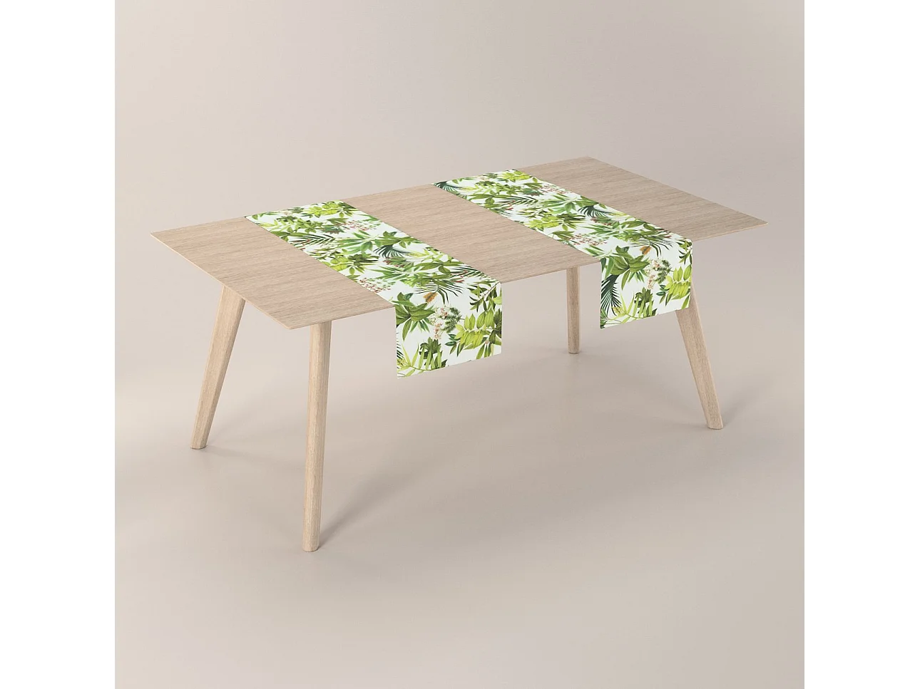 TISCHLÄUFER Tropical Island, grün und weiß, 40x130 cm