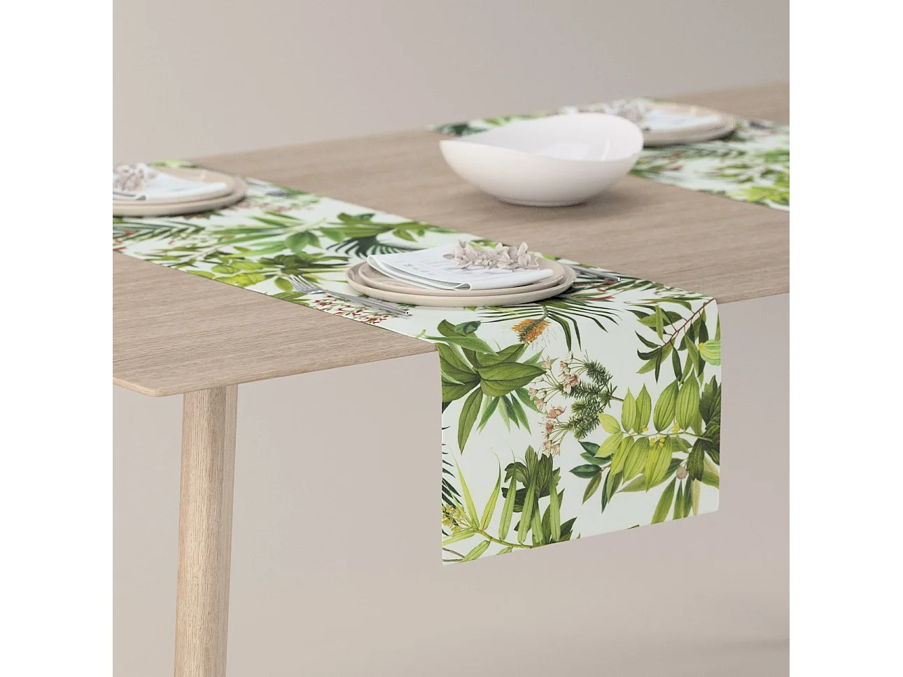 TISCHLÄUFER Tropical Island, grün und weiß, 40x130 cm