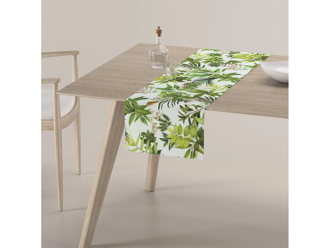 TISCHLÄUFER Tropical Island, grün und weiß, 40x130 cm