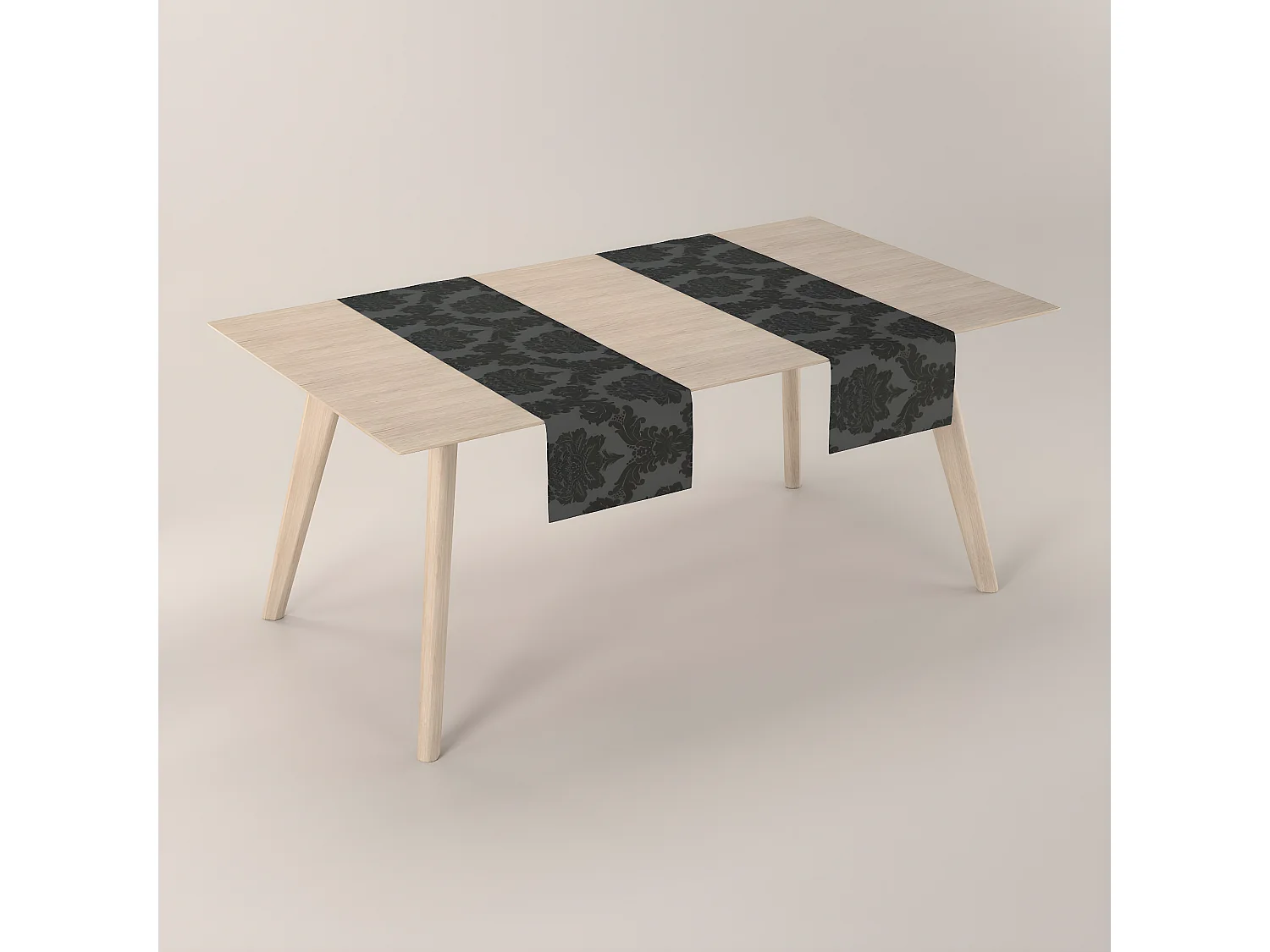 TISCHLÄUFER Damasco, schwarz, 40x130 cm